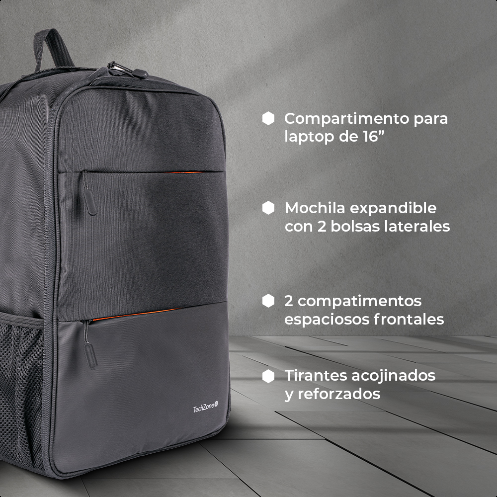 Foto 9 pulgar | Mochila Expand Backpack Techzone Acojinada Porta Laptop 16”