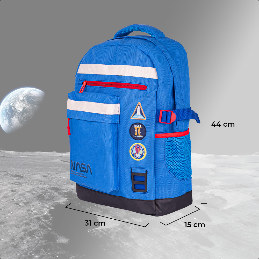 Foto 5 | Mochila Backpack Nasa Blue Space Acojinada Para Laptop 15.6 bolsilos laterales