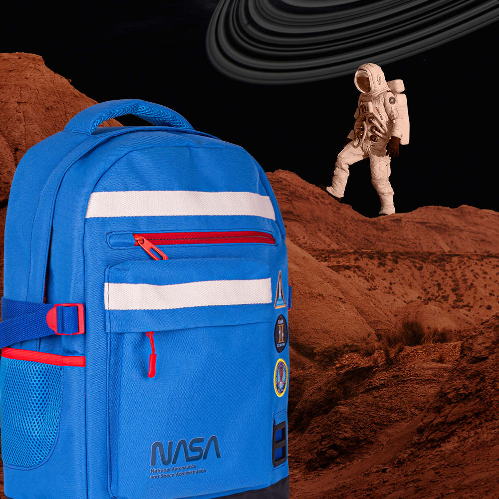 Foto 7 | Mochila Backpack Nasa Blue Space Acojinada Para Laptop 15.6 bolsilos laterales