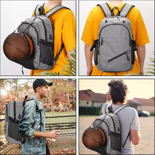 Foto 3 | Mochila Deportiva Hombre Multifunción Baloncesto Para Laptop Carga Usb Eo Safe Imports Esi-15724 Gris