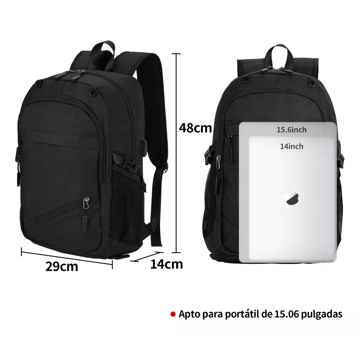 Foto 3 pulgar | Mochila Deportiva Hombre Multifunción Baloncesto Para Laptop Carga Usb Eo Safe Imports Esi-15725  Negro