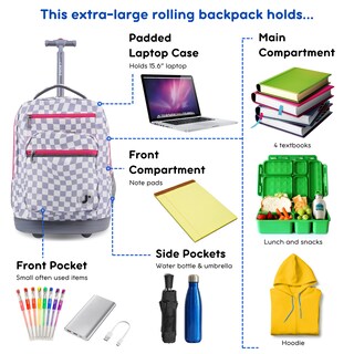 Foto 3 | Mochila Con Ruedas J World New York Sundance Lavender De 20 Pulgadas - Venta Internacional.
