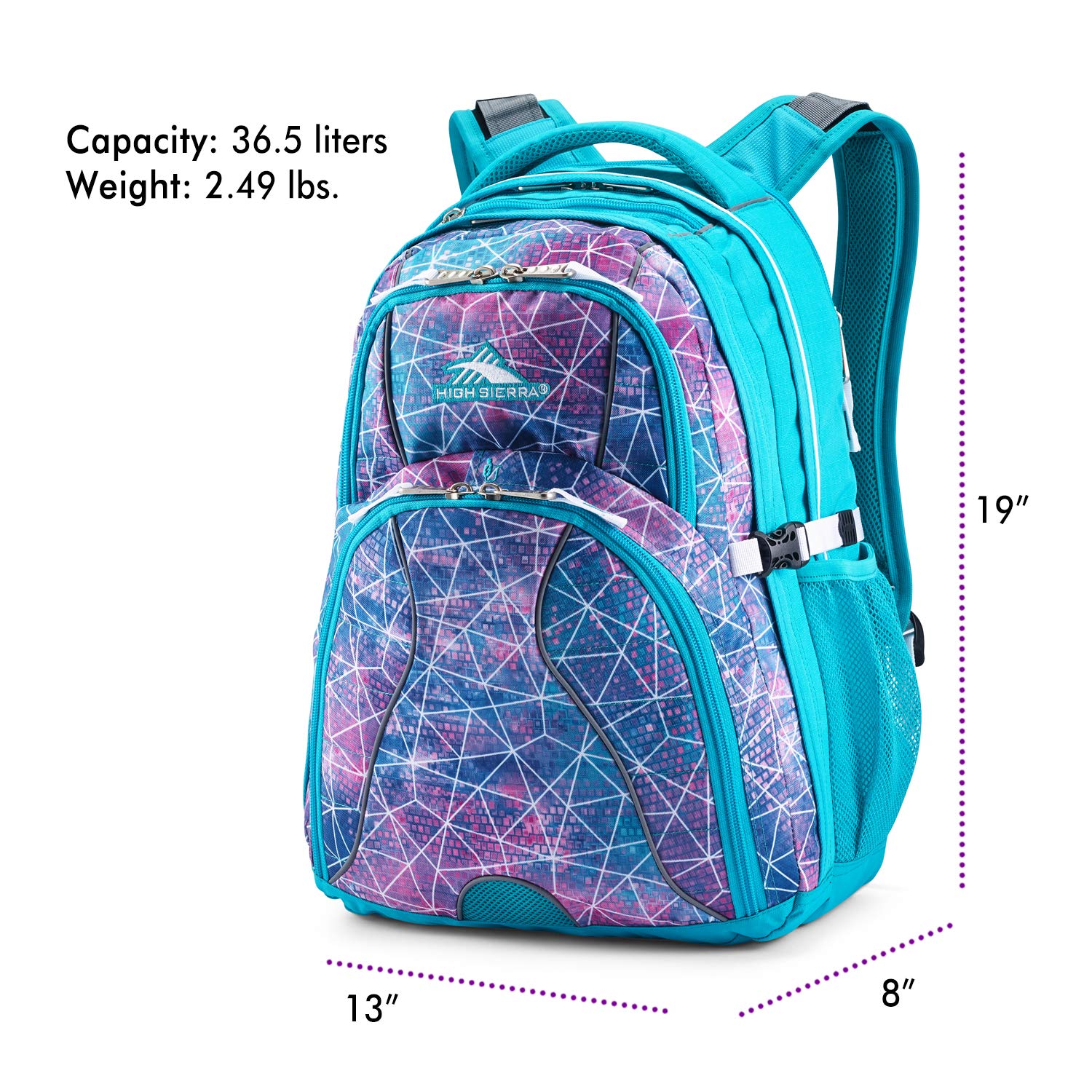 Foto 6 pulgar | Mochila High Sierra Swerve Con Lentejuelas Facetadas, Color Azul Y Blanco - Venta Internacional.