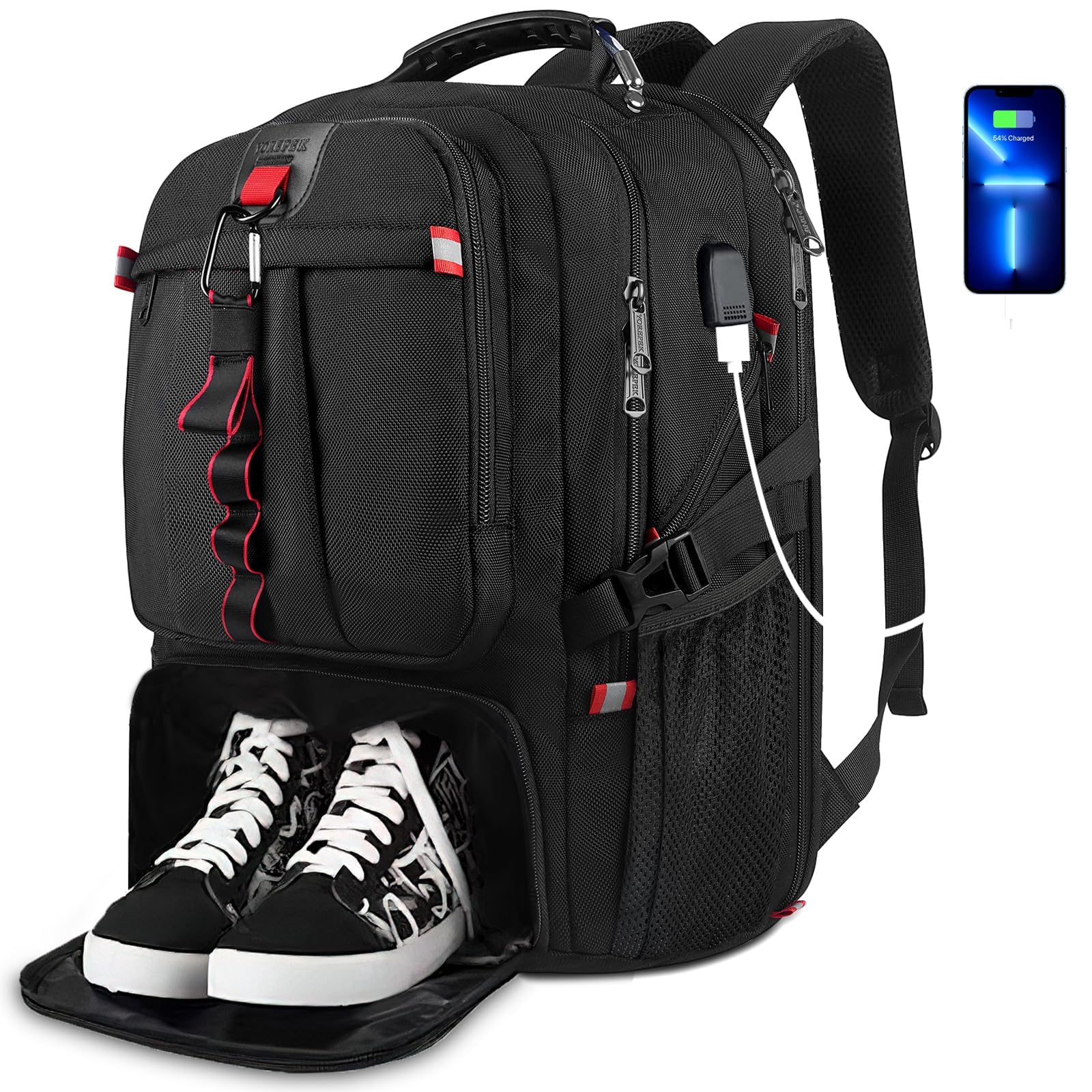 Mochila Yorepek Gym con Compartimento para Zapatos Portátil Usb de 17 Pulgadas Negra - Venta Internacional