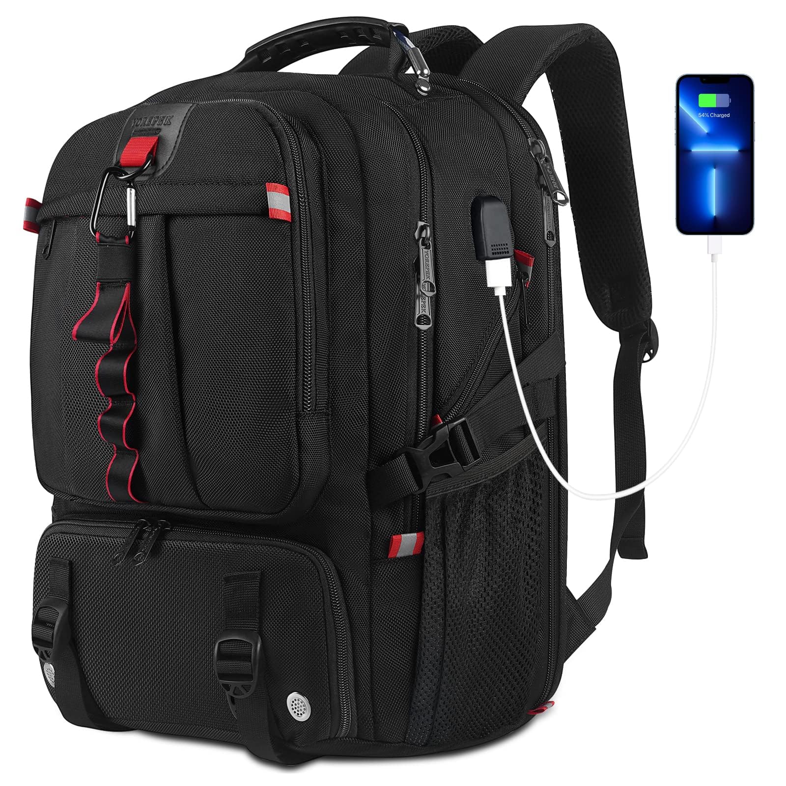 Foto 7 | Mochila Yorepek Gym con Compartimento para Zapatos Portátil Usb de 17 Pulgadas Negra - Venta Internacional