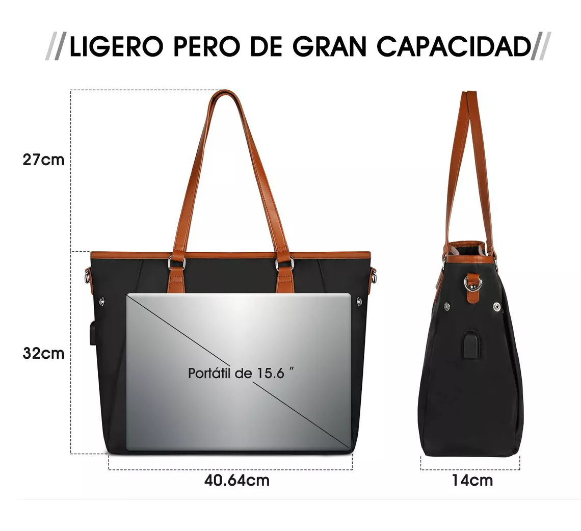 Foto 4 pulgar | Bolsa Para Laptop 15.6 Elegante Tote Casual De Mujer De Moda Negro