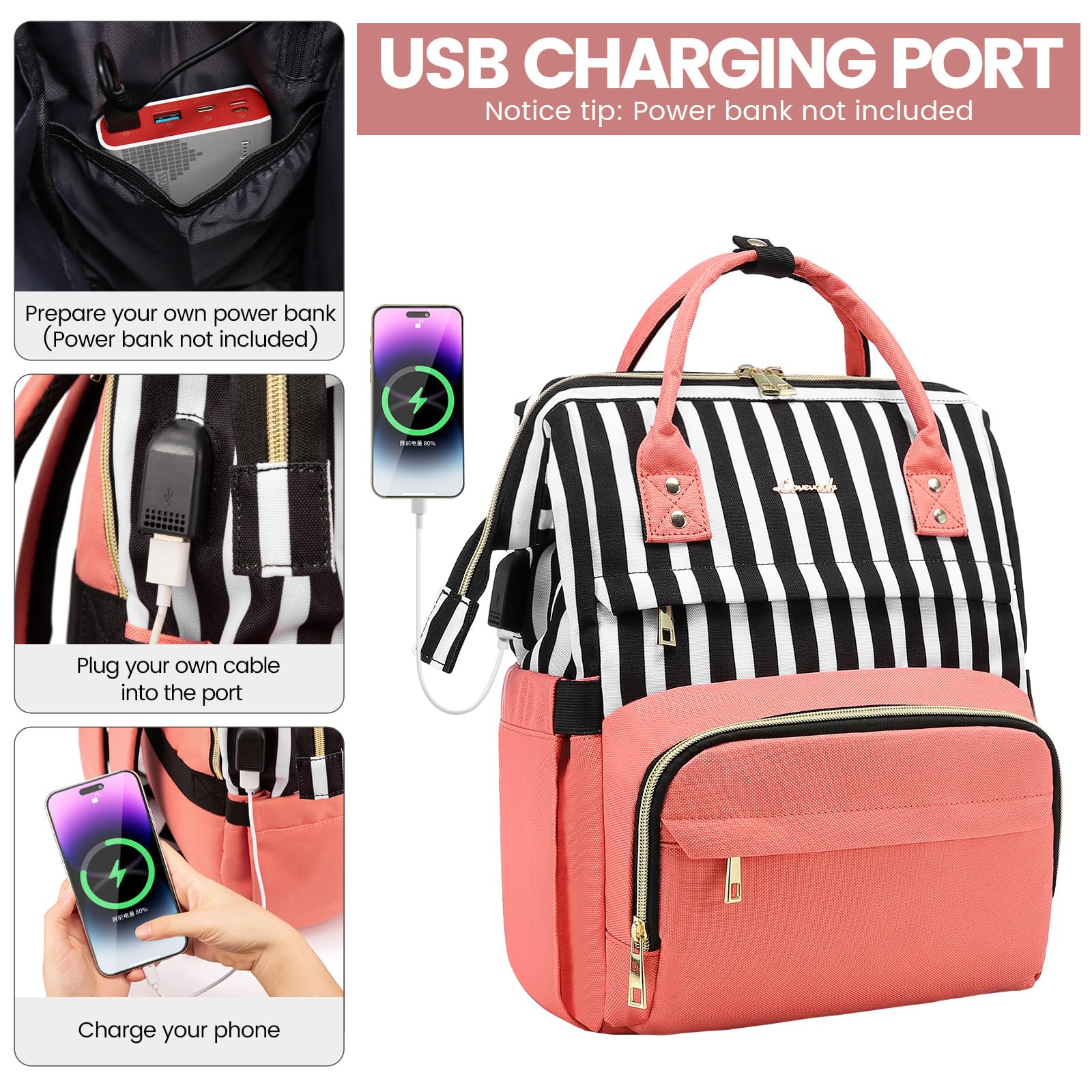 Foto 5 pulgar | Mochila Para Portátil Lovevook Para Mujer, 15.6 Pulgadas, Impermeable, Rosa - Venta Internacional.