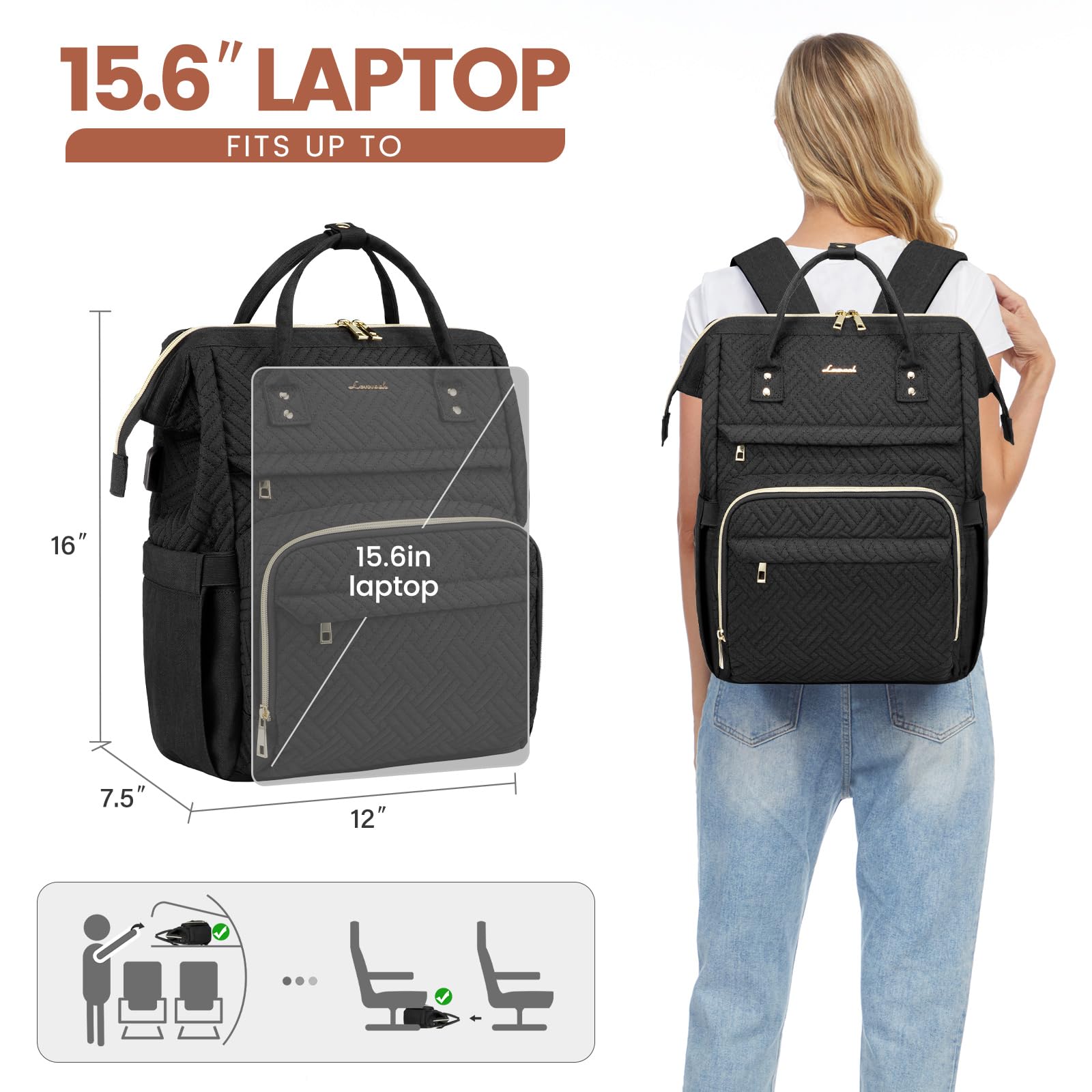 Foto 6 pulgar | Mochila Lovevook Negra para Laptop de 15.6"-Venta Internacional