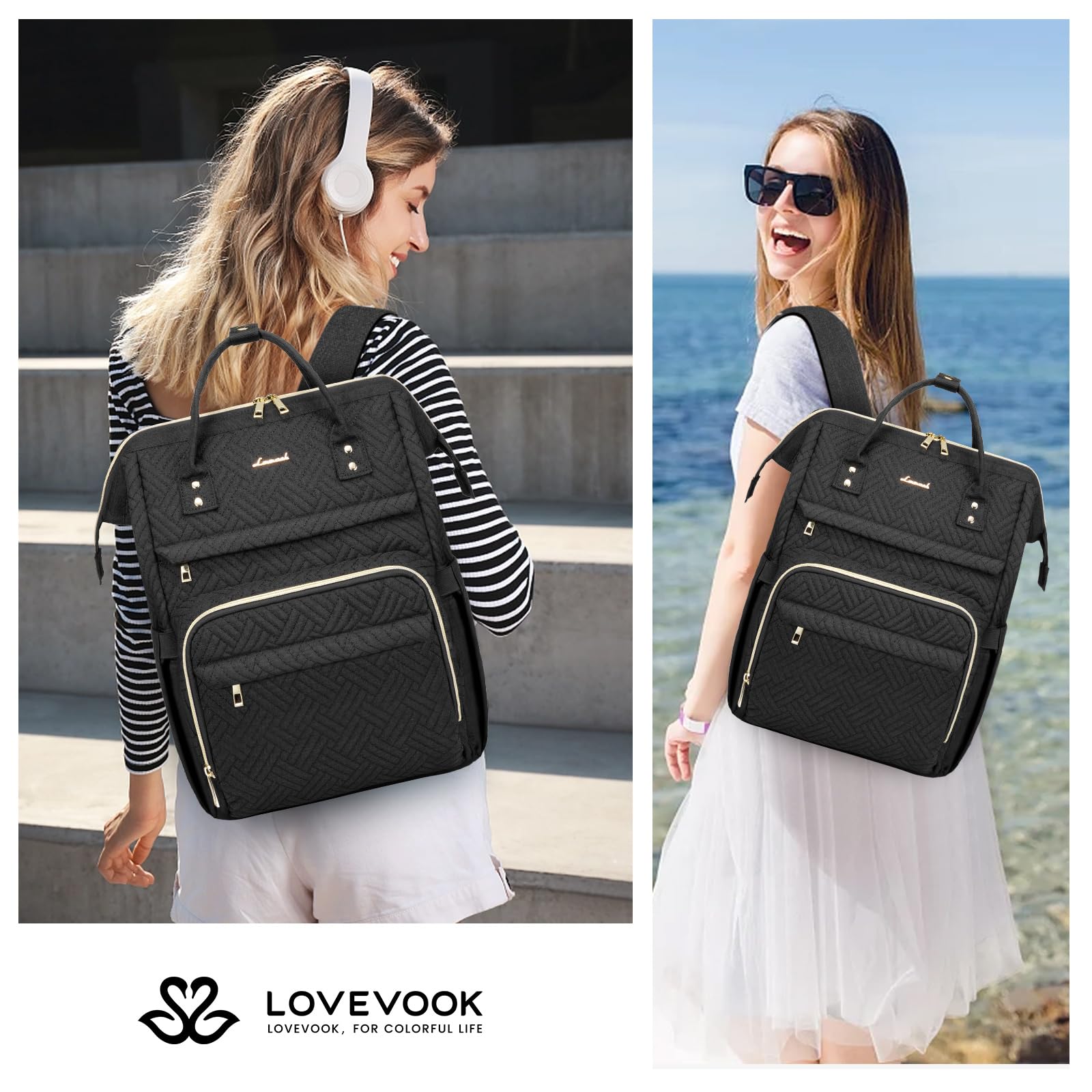 Foto 6 | Mochila Lovevook Negra para Laptop de 15.6"-Venta Internacional