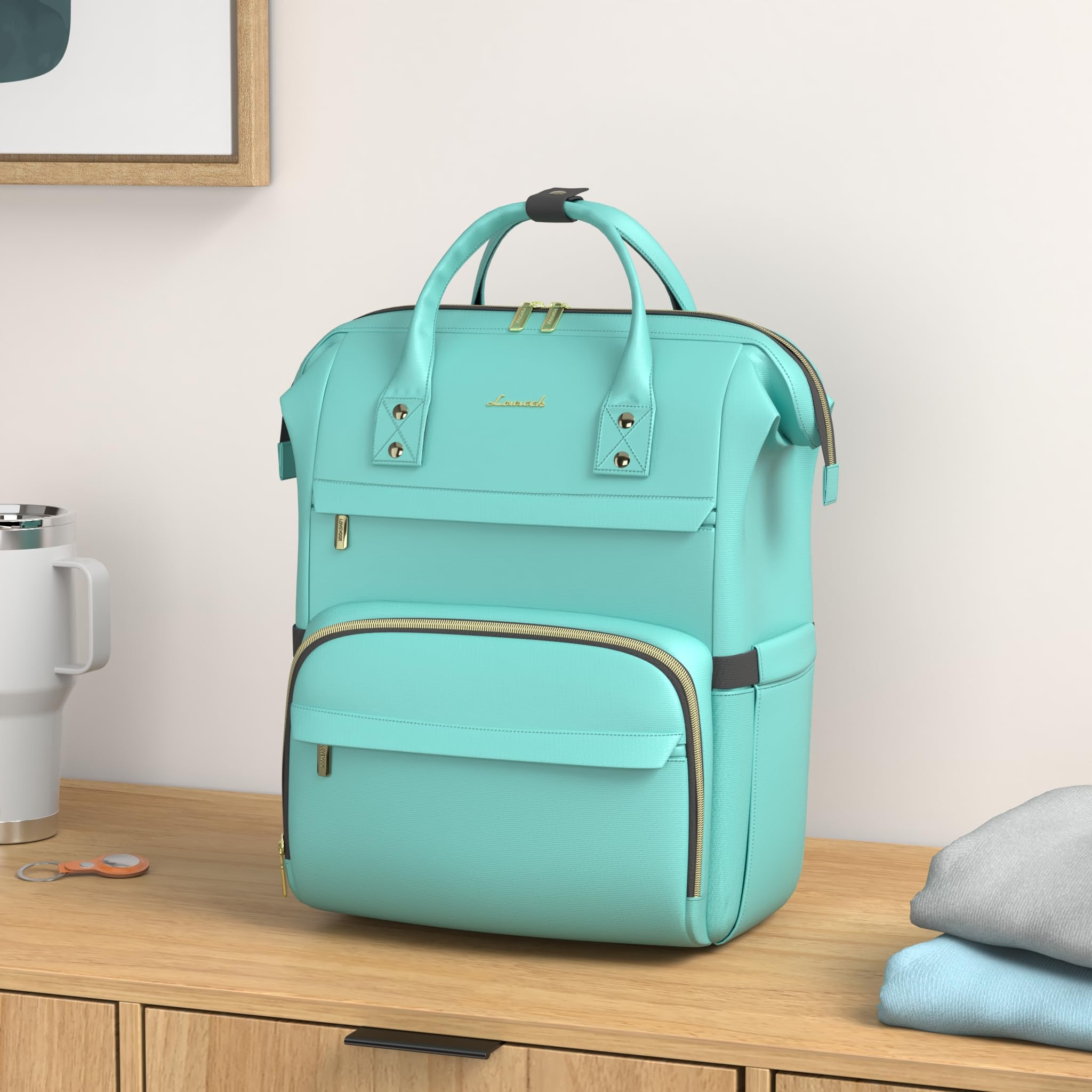 Foto 3 pulgar | Mochila Para Portátil Lovevook Para Mujer, 15.6 Pulgadas, Impermeable, Verde Menta - Venta Internacional.