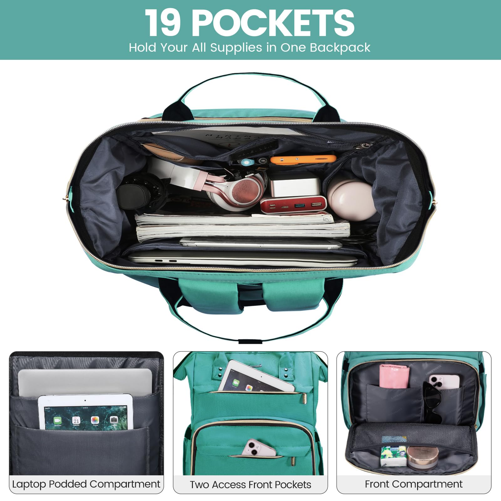 Foto 4 pulgar | Mochila Para Portátil Lovevook Para Mujer, 15.6 Pulgadas, Impermeable, Verde Menta - Venta Internacional.