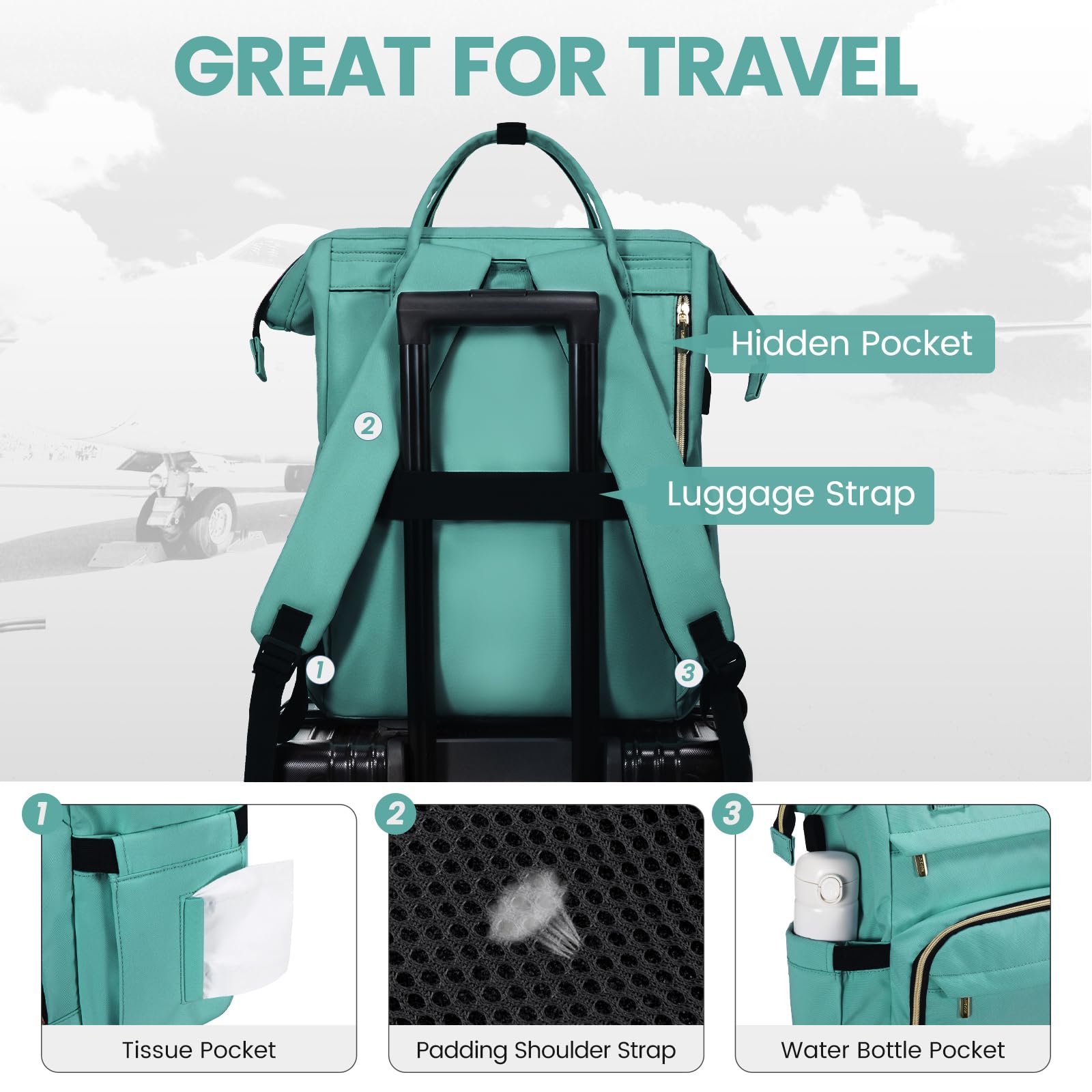 Foto 6 pulgar | Mochila Para Portátil Lovevook Para Mujer, 15.6 Pulgadas, Impermeable, Verde Menta - Venta Internacional.