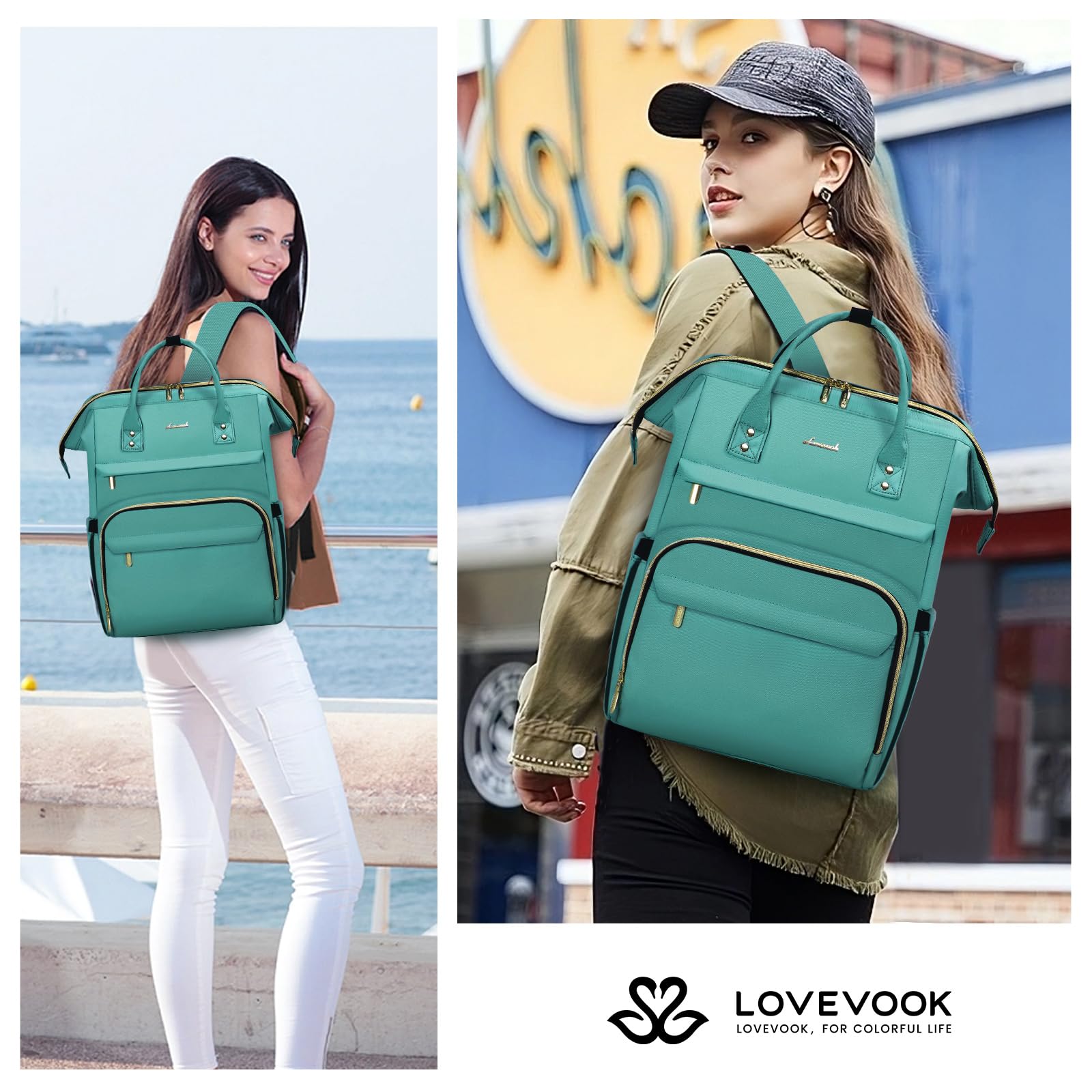 Foto 8 pulgar | Mochila Para Portátil Lovevook Para Mujer, 15.6 Pulgadas, Impermeable, Verde Menta - Venta Internacional.