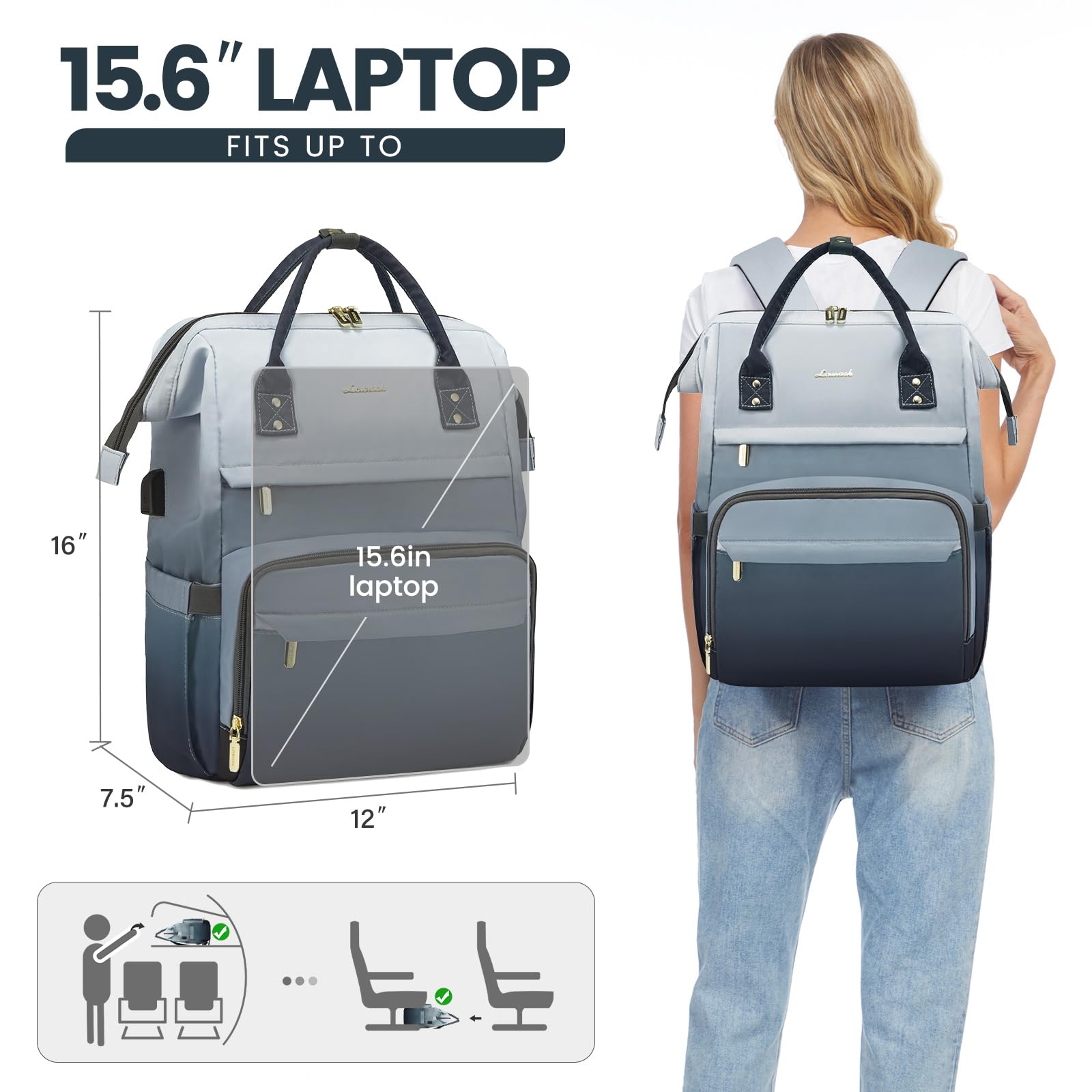 Foto 6 pulgar | Mochila Lovevook  para Laptop de 15.6"-Venta Internacional