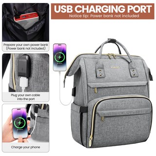 Foto 4 | Mochila Para Portátil Lovevook Para Mujer, 15.6 Pulgadas, Impermeable, Gris - Venta Internacional.