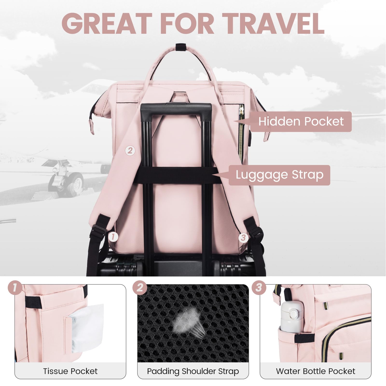 Foto 6 pulgar | Mochila Lovekook Rosa para Laptop de 15.6"-Venta Internacional