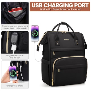Foto 3 | Mochila Lovevook Negra para Laptop de 15.6"-Venta Internacional