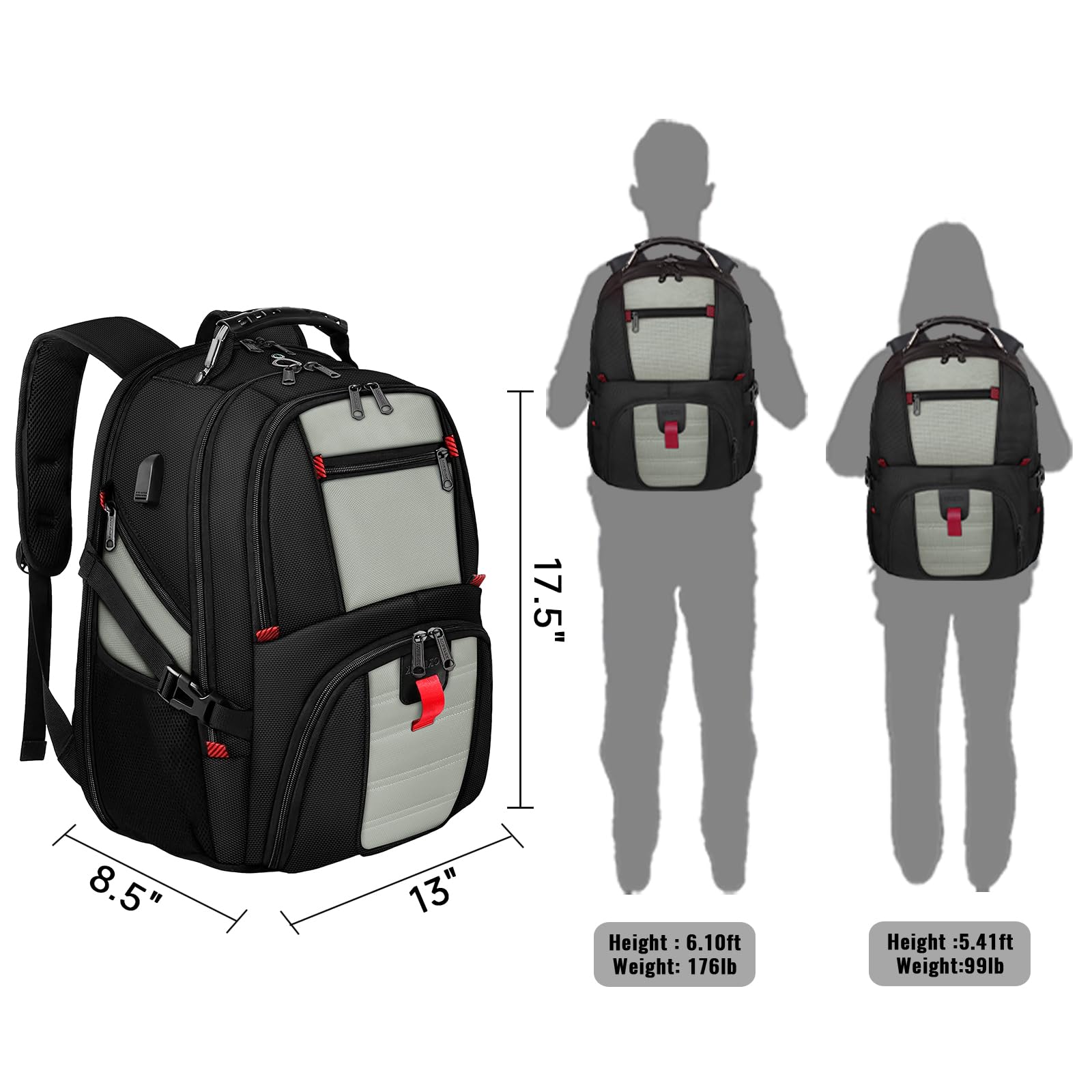 Foto 8 pulgar | Mochila de Viaje Yorepek Gris - Venta Internacional