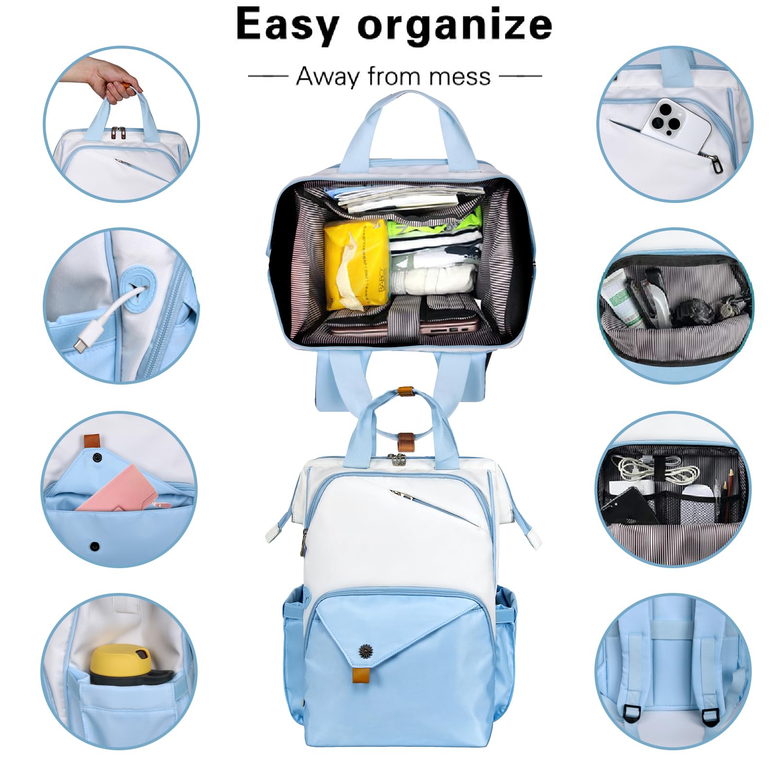 Foto 4 pulgar | Mochila de Viaje Hap Tim Carry On Flight Approved Blanco Y Azul - Venta Internacional