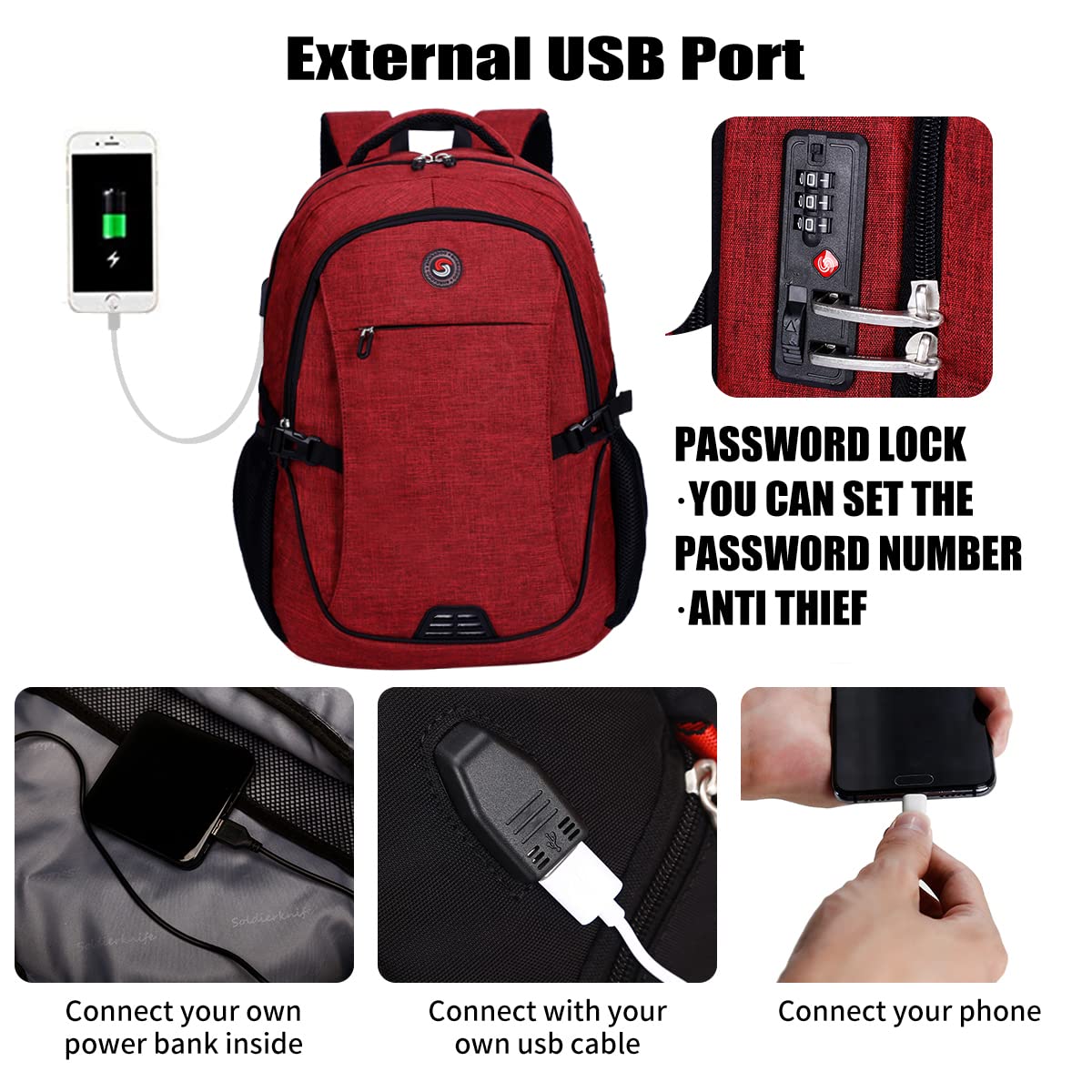 Foto 3 pulgar | Mochila para Portátil Shrradoo Antirrobo 16.3 Pulgadas - Venta Internacional