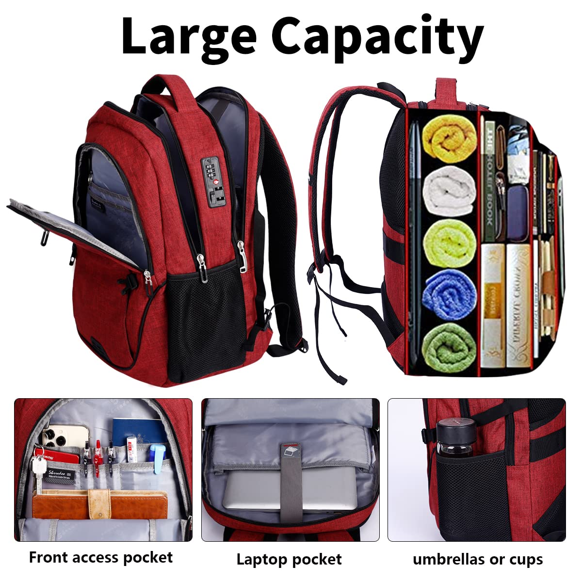 Foto 4 pulgar | Mochila para Portátil Shrradoo Antirrobo 16.3 Pulgadas - Venta Internacional