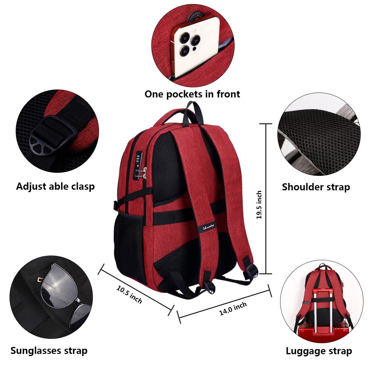 Foto 5 pulgar | Mochila para Portátil Shrradoo Antirrobo 16.3 Pulgadas - Venta Internacional