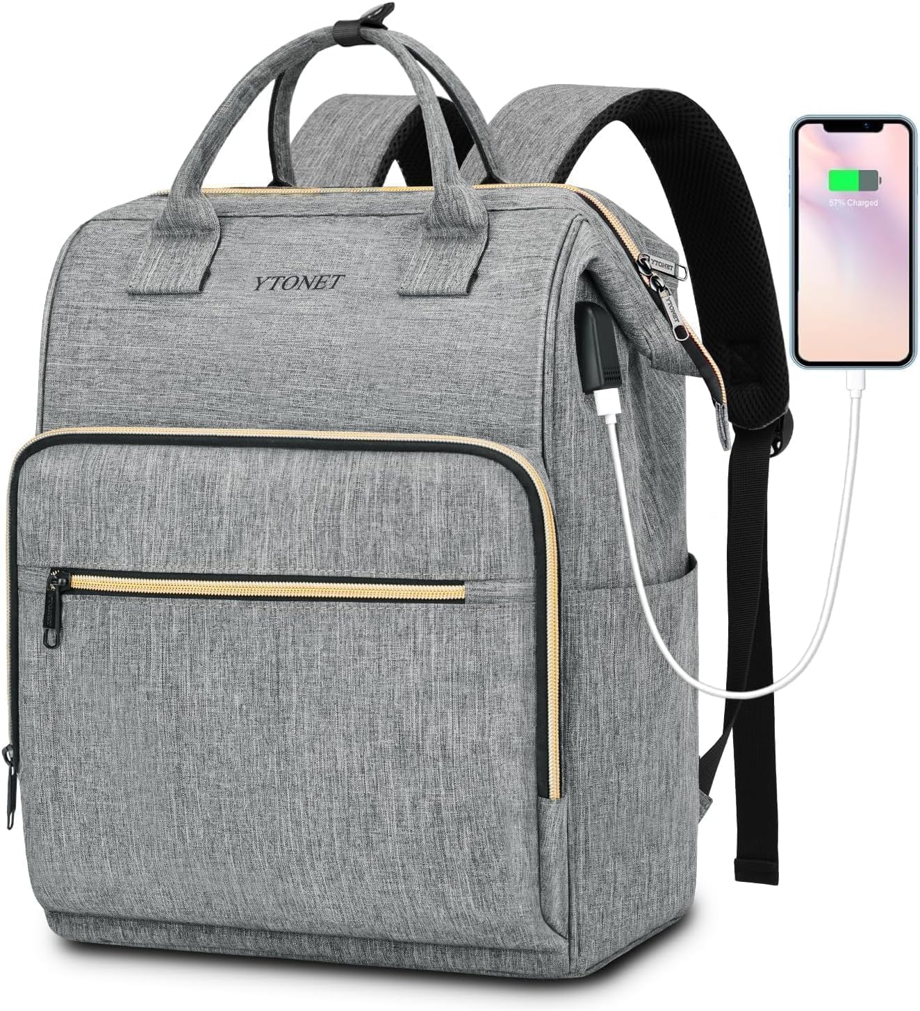 Foto 2 pulgar | Mochila Ytonet Para Portátil De Mujer De 15.6 Pulgadas, Abierta, Gris - Venta Internacional.