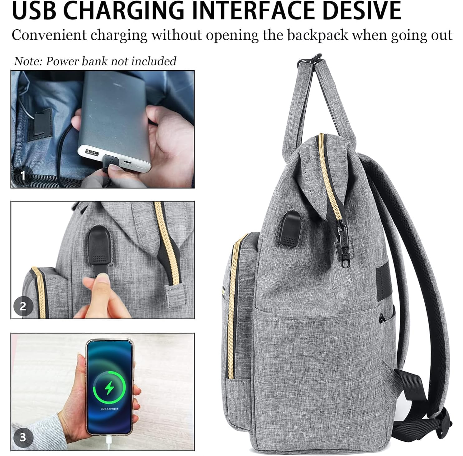 Foto 7 pulgar | Mochila Ytonet Para Portátil De Mujer De 15.6 Pulgadas, Abierta, Gris - Venta Internacional.