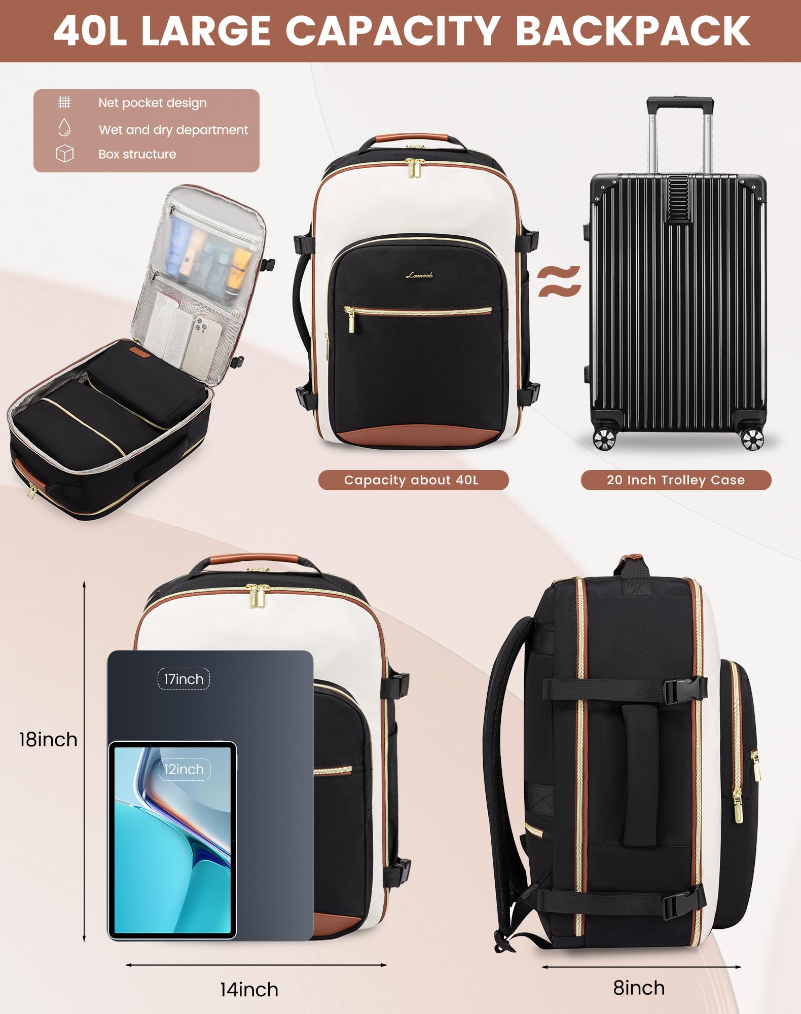 Foto 7 pulgar | Mochila De Viaje Lovevook 40l Impermeable Para Mujeres Y Hombres - Venta Internacional.