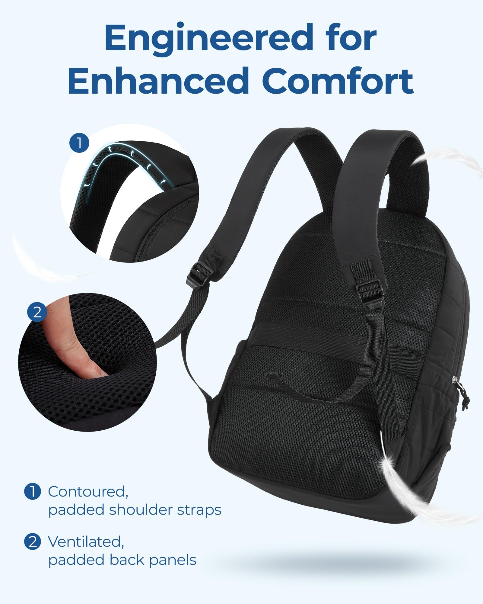 Foto 5 pulgar | Mochila Bagsmart College Laptop 15.6 Pulgadas Resistente Al Agua Negra - Venta Internacional.