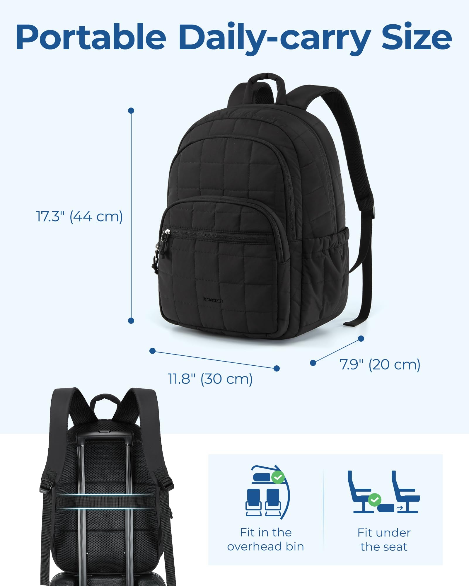 Foto 6 pulgar | Mochila Bagsmart College Laptop 15.6 Pulgadas Resistente Al Agua Negra - Venta Internacional.