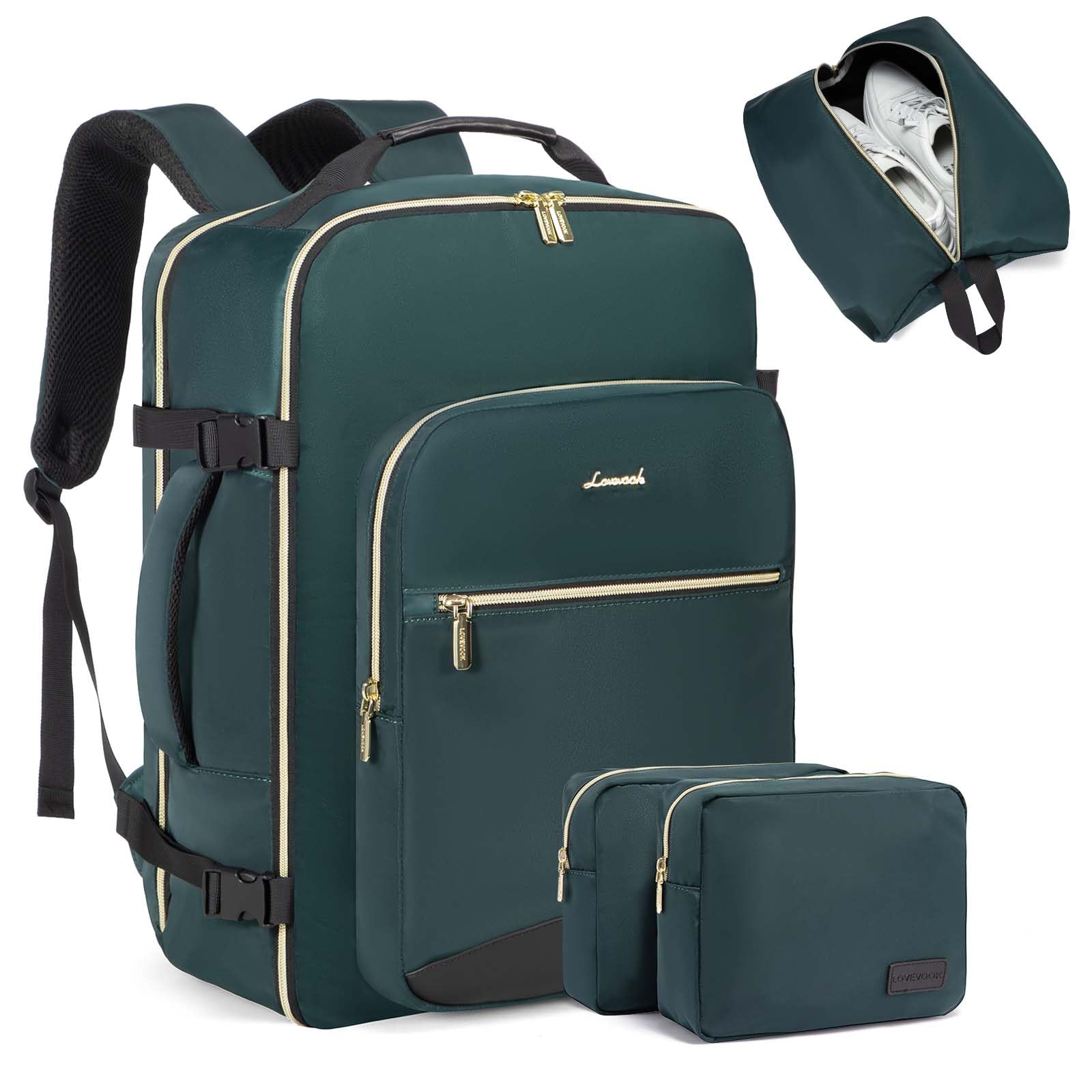 Mochila De Viaje Lovevook 40l Para Ordenador Portátil De 17 Pulgadas Para Mujer Y Hombre, Color Verde - Venta Inter
