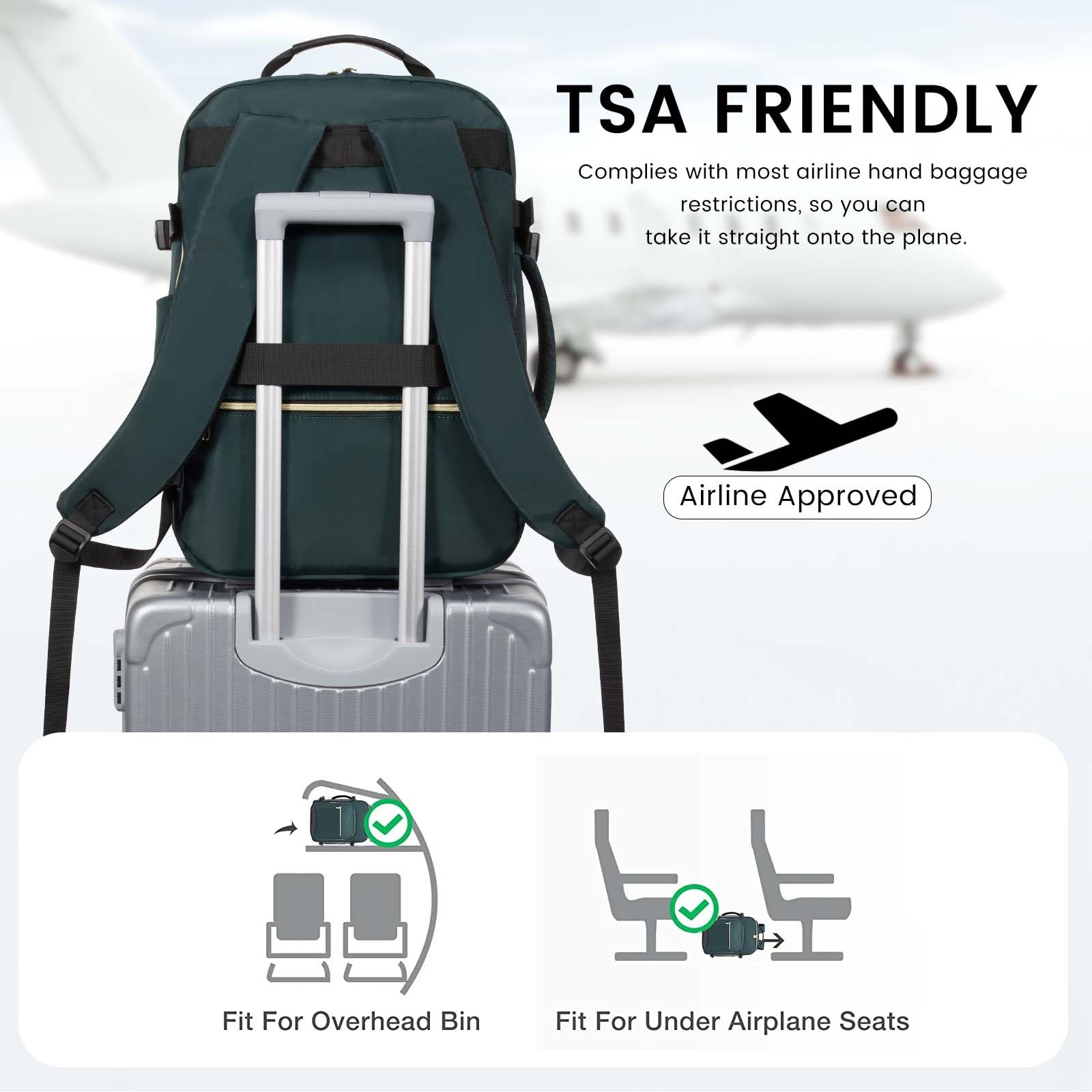 Foto 4 | Mochila De Viaje Lovevook 40l Para Ordenador Portátil De 17 Pulgadas Para Mujer Y Hombre, Color Verde - Venta Inter