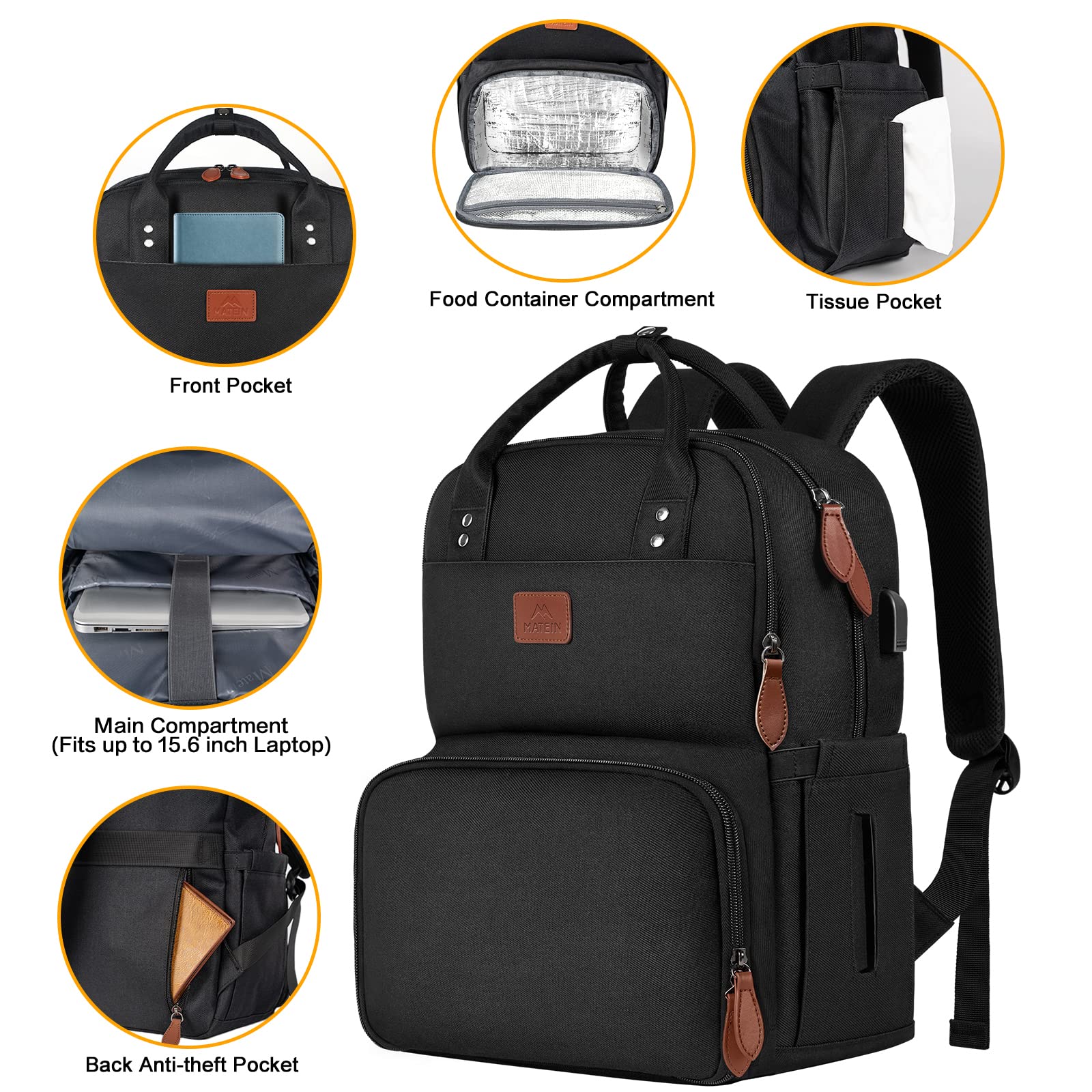 Foto 6 | Mochila Matein Work Con Enfriador Aislante Y Portátil Wo De 15,6 Pulgadas - Venta Internacional.