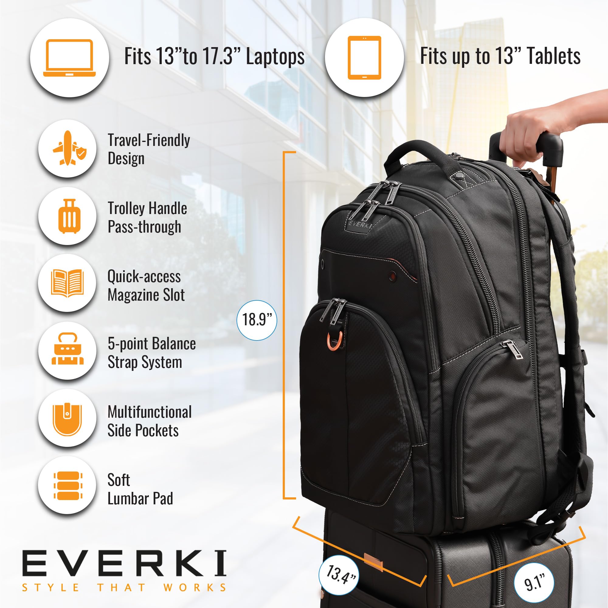 Foto 6 pulgar | Mochila Everki Atlas Business Laptop 32l Ekp121 Negra - Venta Internacional.
