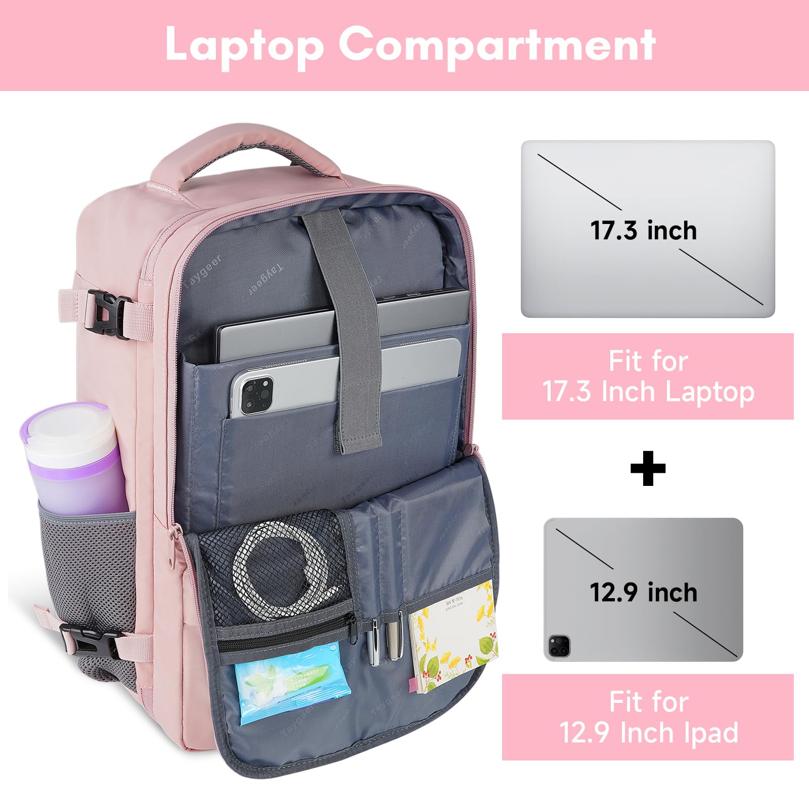 Foto 7 pulgar | Mochila De Viaje Taygeer Para Mujer Con Compartimento Para Portátil De 17,3'' - Venta Internacional.
