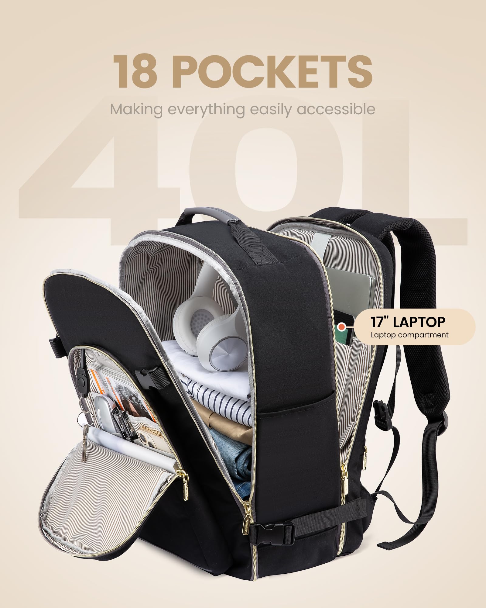 Foto 4 pulgar | Mochila De Viaje Lovevook 40l Para Mujer Y Hombre Impermeable 40l - Venta Internacional.