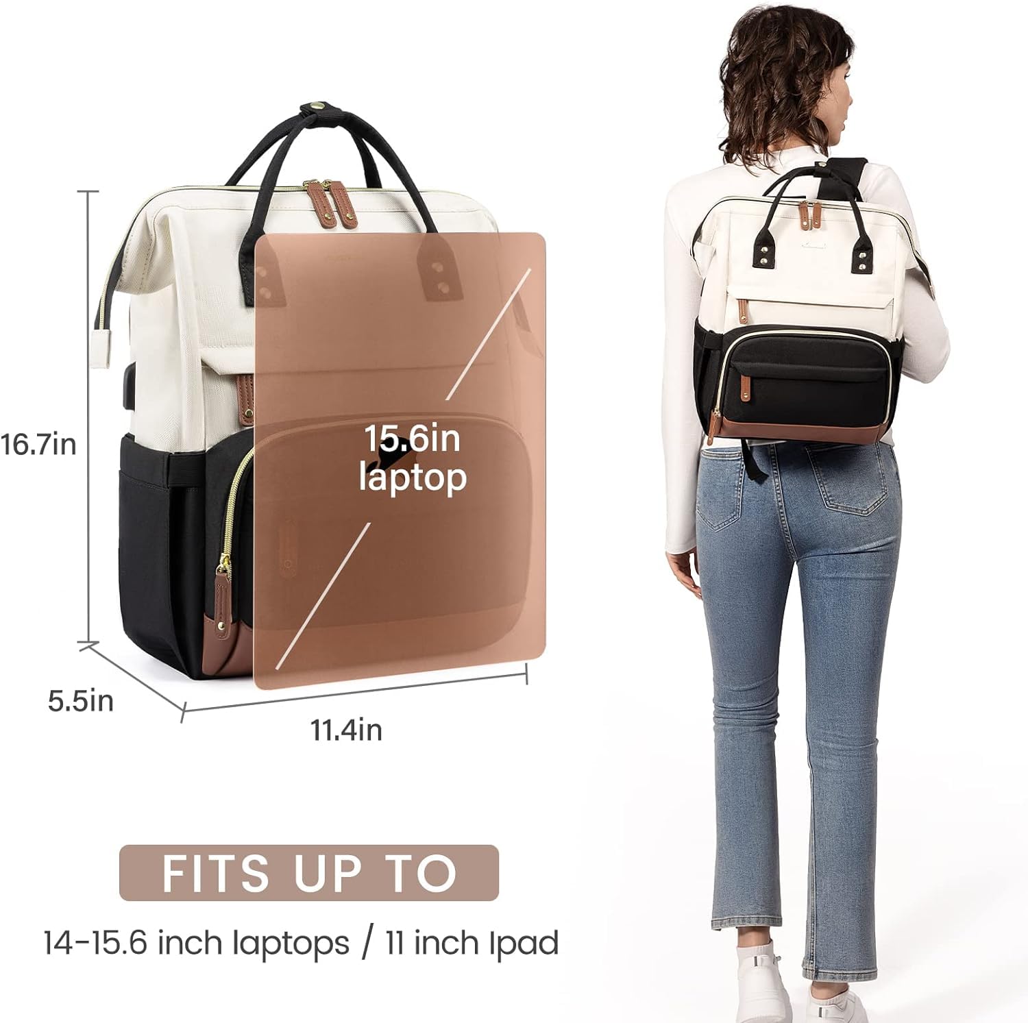 Foto 8 pulgar | Mochila para Portátil Lovevook Negro para Mujer - Venta Internacional