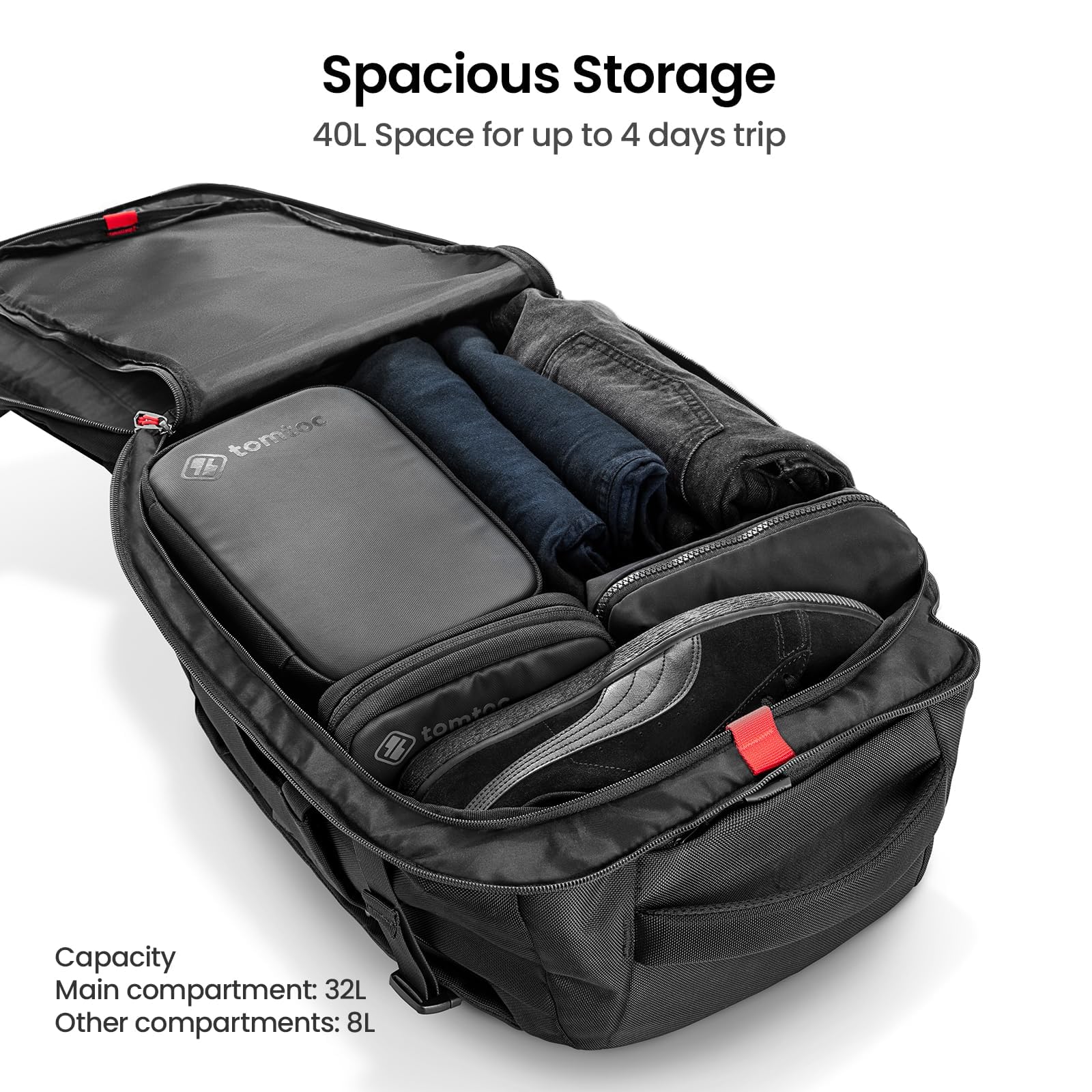 Foto 3 pulgar | Mochila Tomtoc Travel De 40 Litros Con Compartimento Para Portátil De 17,3 Pulgadas - Venta Internacional.