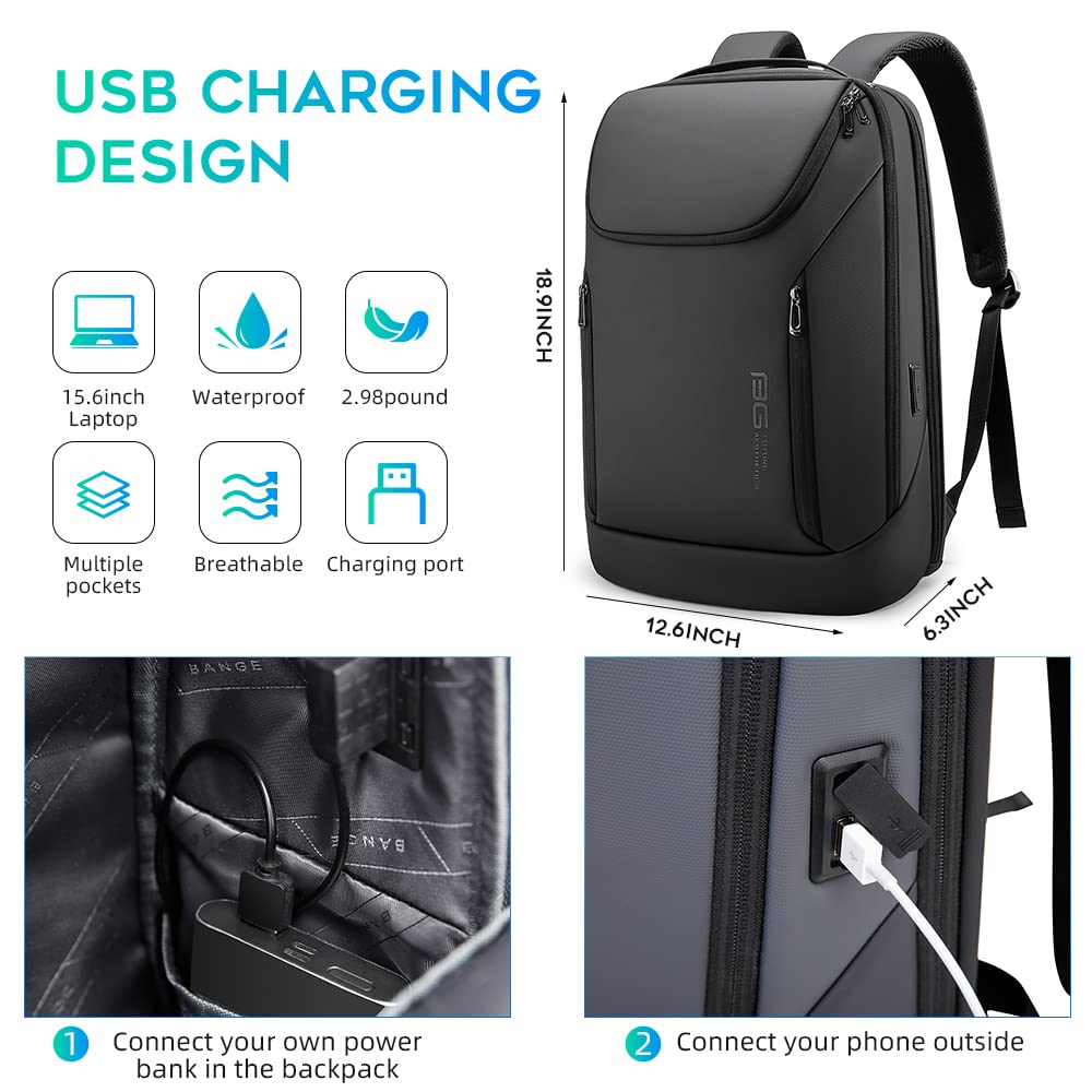 Foto 6 pulgar | Mochila Bange Business Smart Impermeable Para Portátil De 15,6 Pulgadas - Venta Internacional.