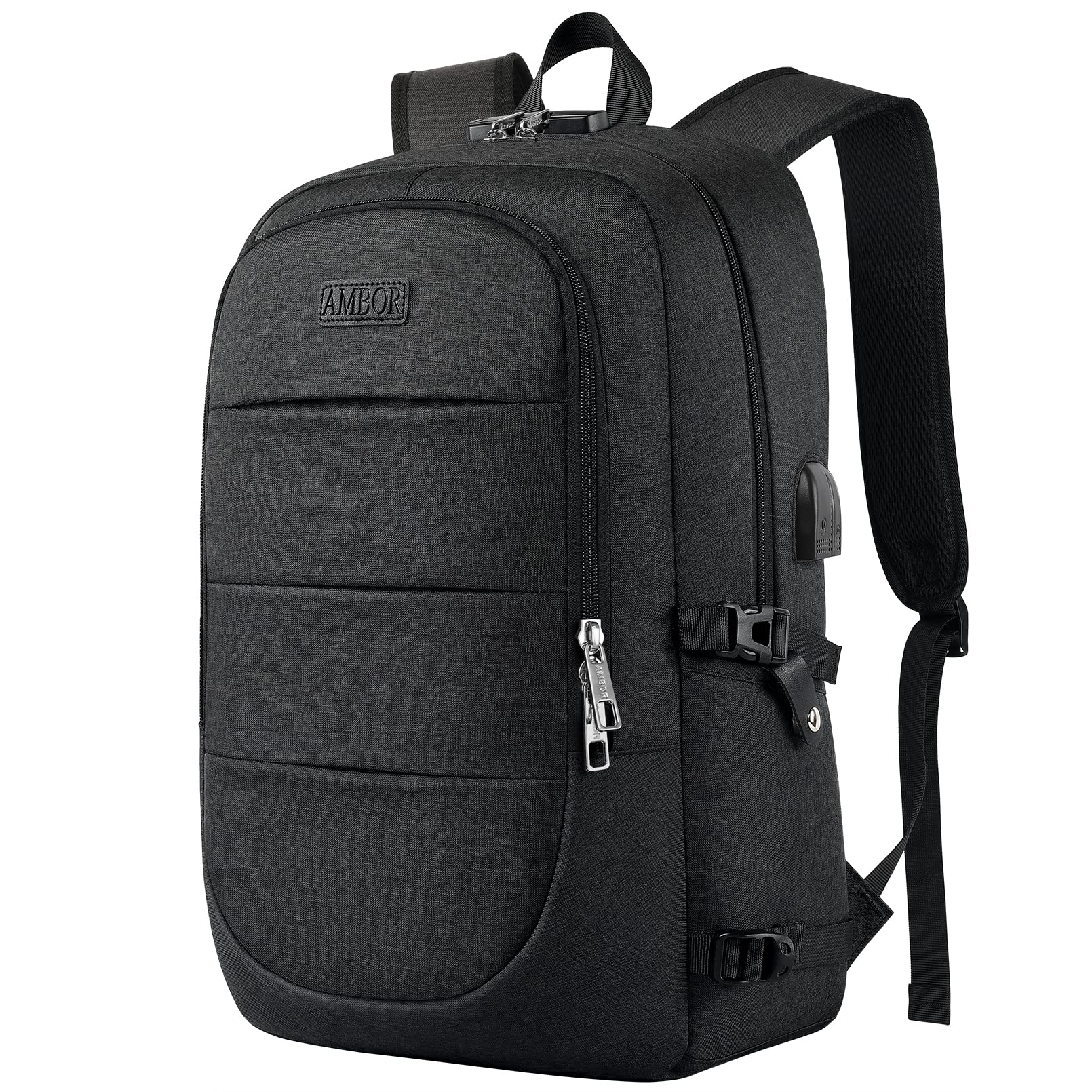 Mochila Ambor Travel Laptop 15.6-17.3'' Con Carga Usb Negra - Venta Internacional.