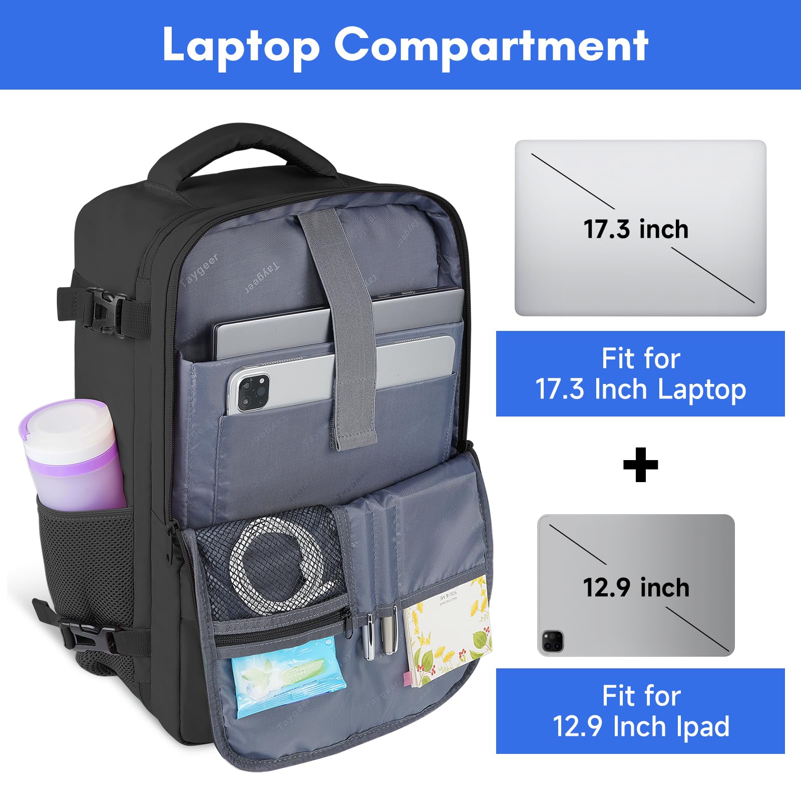 Foto 7 pulgar | Mochila De Viaje Taygeer Para Hombre Y Mujer Con Puerto Usb De 17,3 Pulgadas - Venta Internacional.