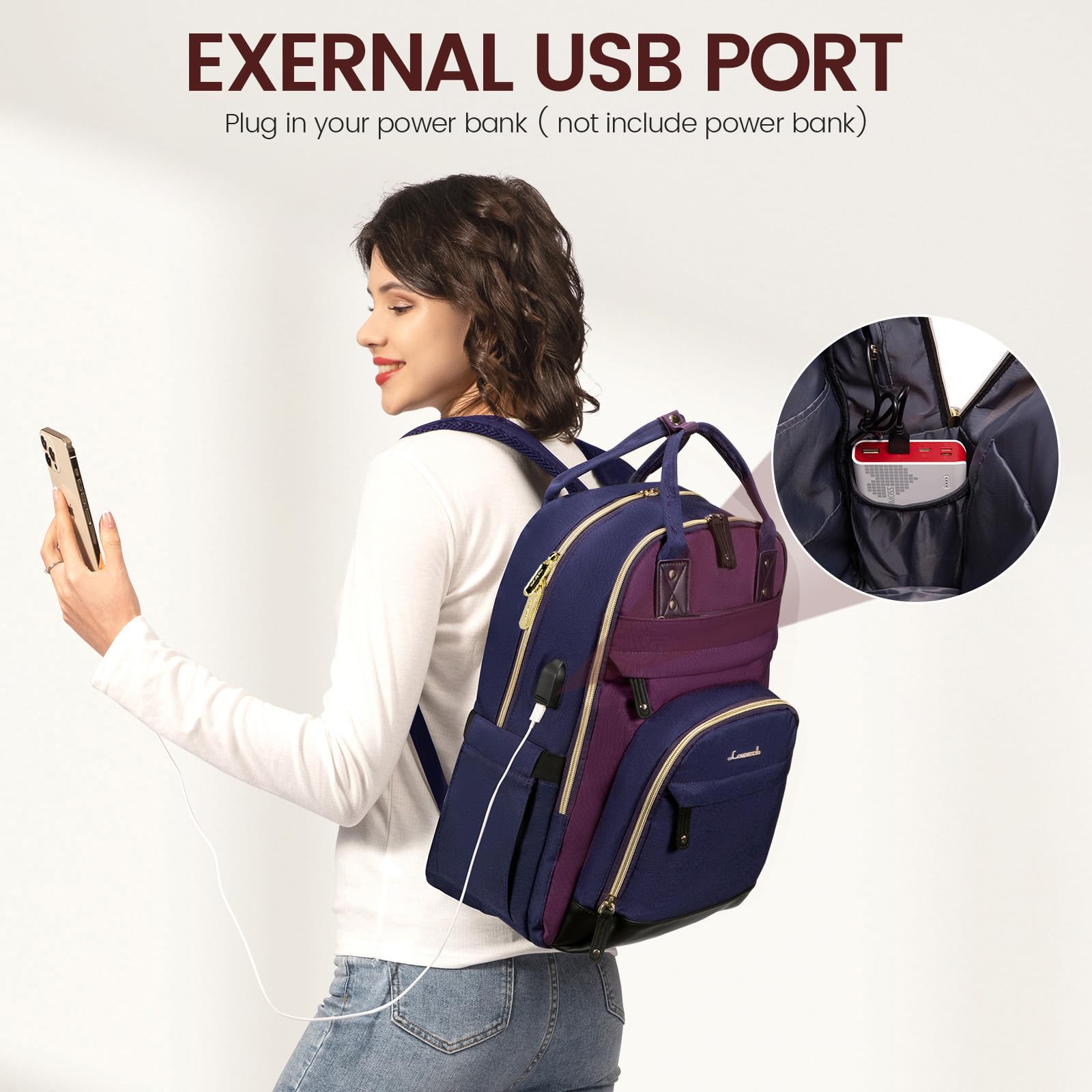 Foto 6 pulgar | Mochila Lovevook Para Portátil De Mujer, 15.6 Pulgadas, Impermeable, Color Morado - Venta Internacional.