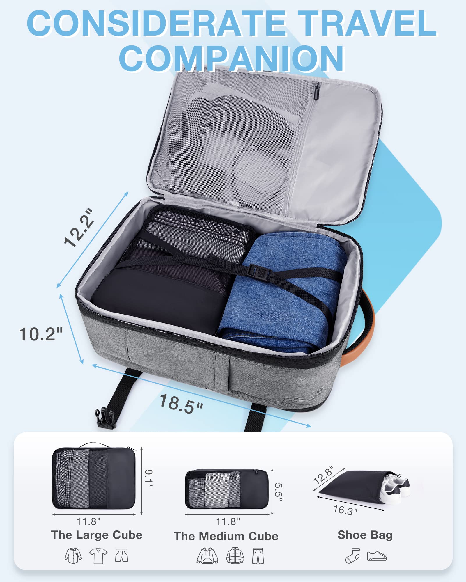 Foto 4 pulgar | Mochila De Viaje Bagsmart Compression 40 L Con Cubos De Embalaje Gris - Venta Internacional.