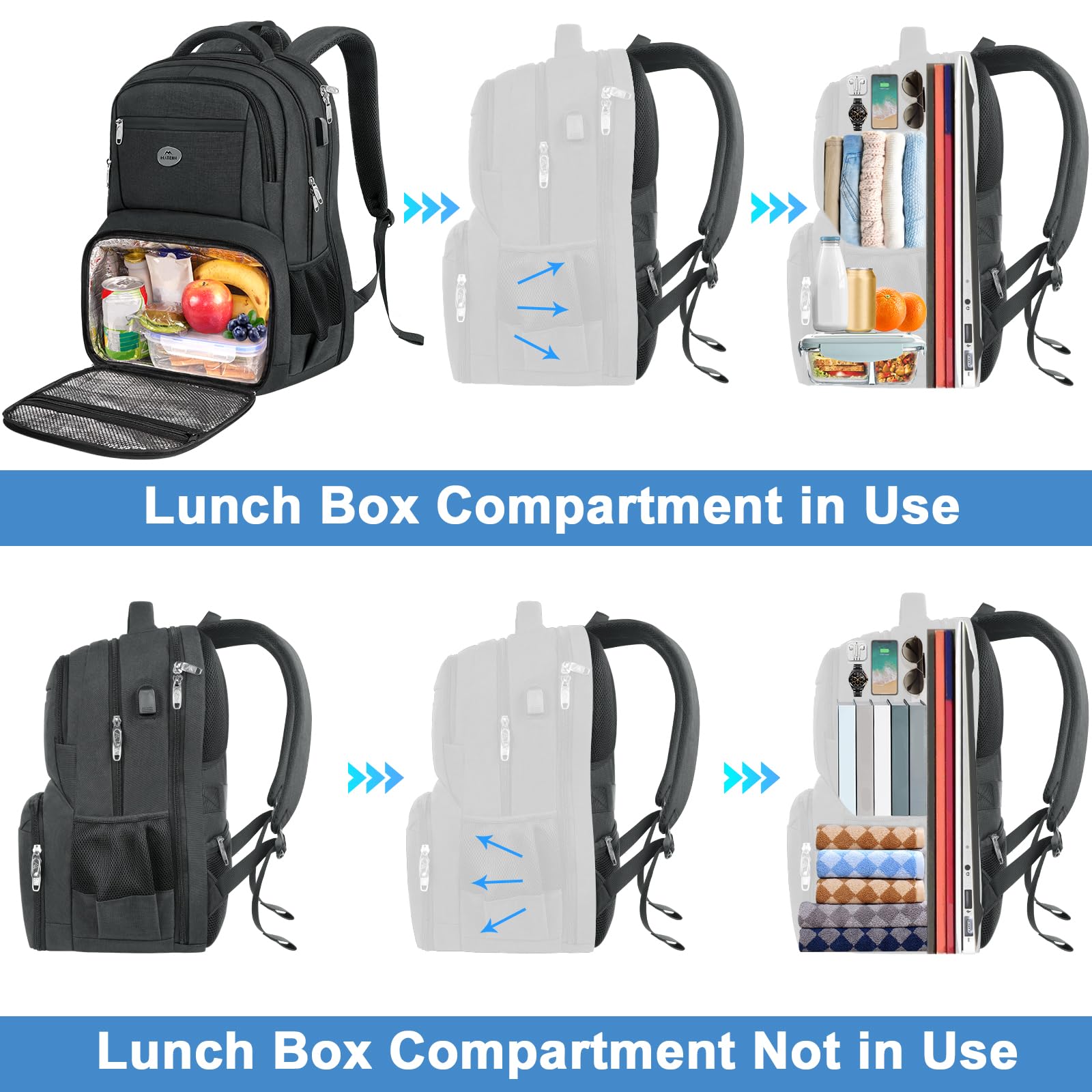 Foto 4 pulgar | Mochila Matein Para Portátil De 17 Pulgadas Con Fiambrera, Puerto Usb, Resistente Al Agua - Venta Internacional.