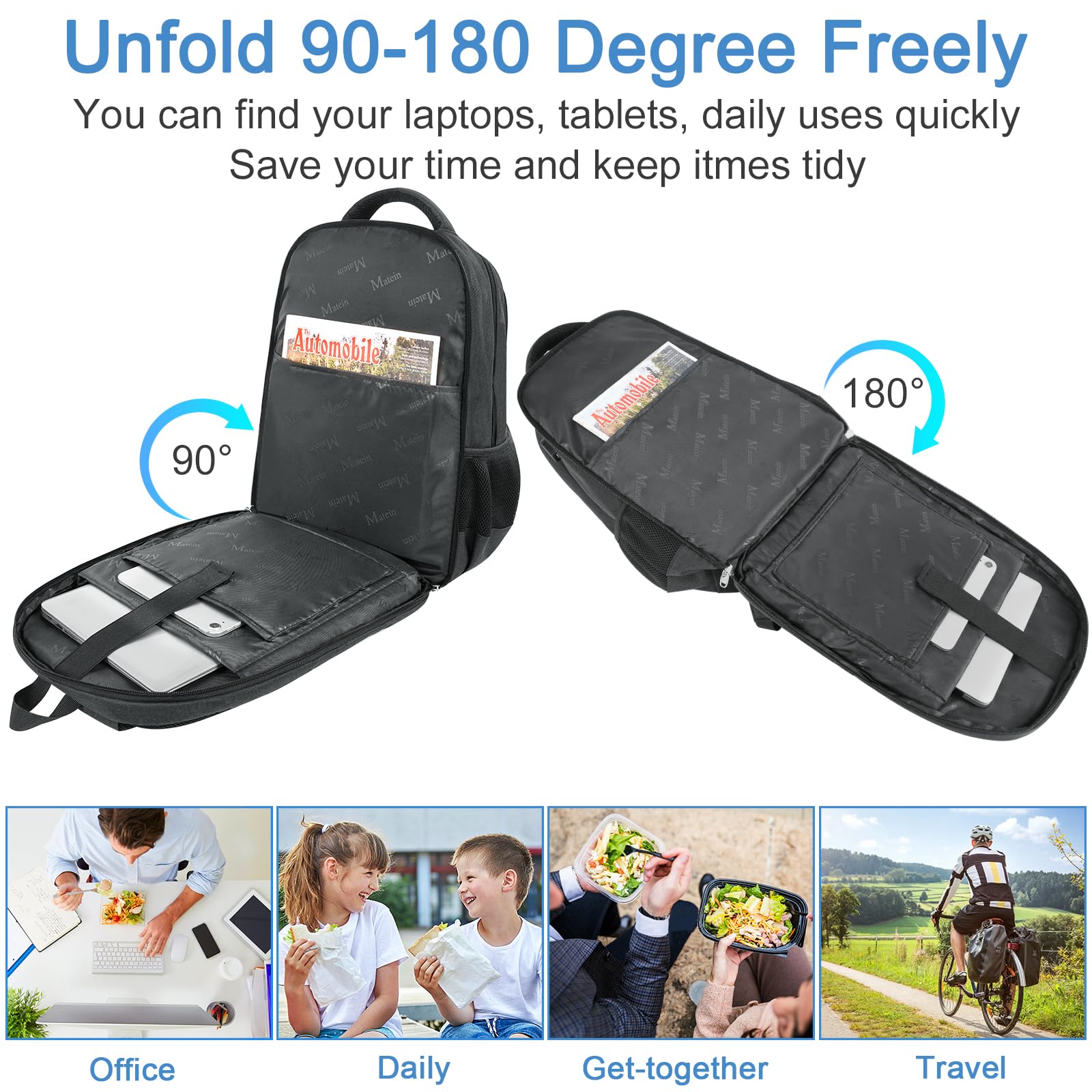 Foto 6 pulgar | Mochila Matein Para Portátil De 17 Pulgadas Con Fiambrera, Puerto Usb, Resistente Al Agua - Venta Internacional.