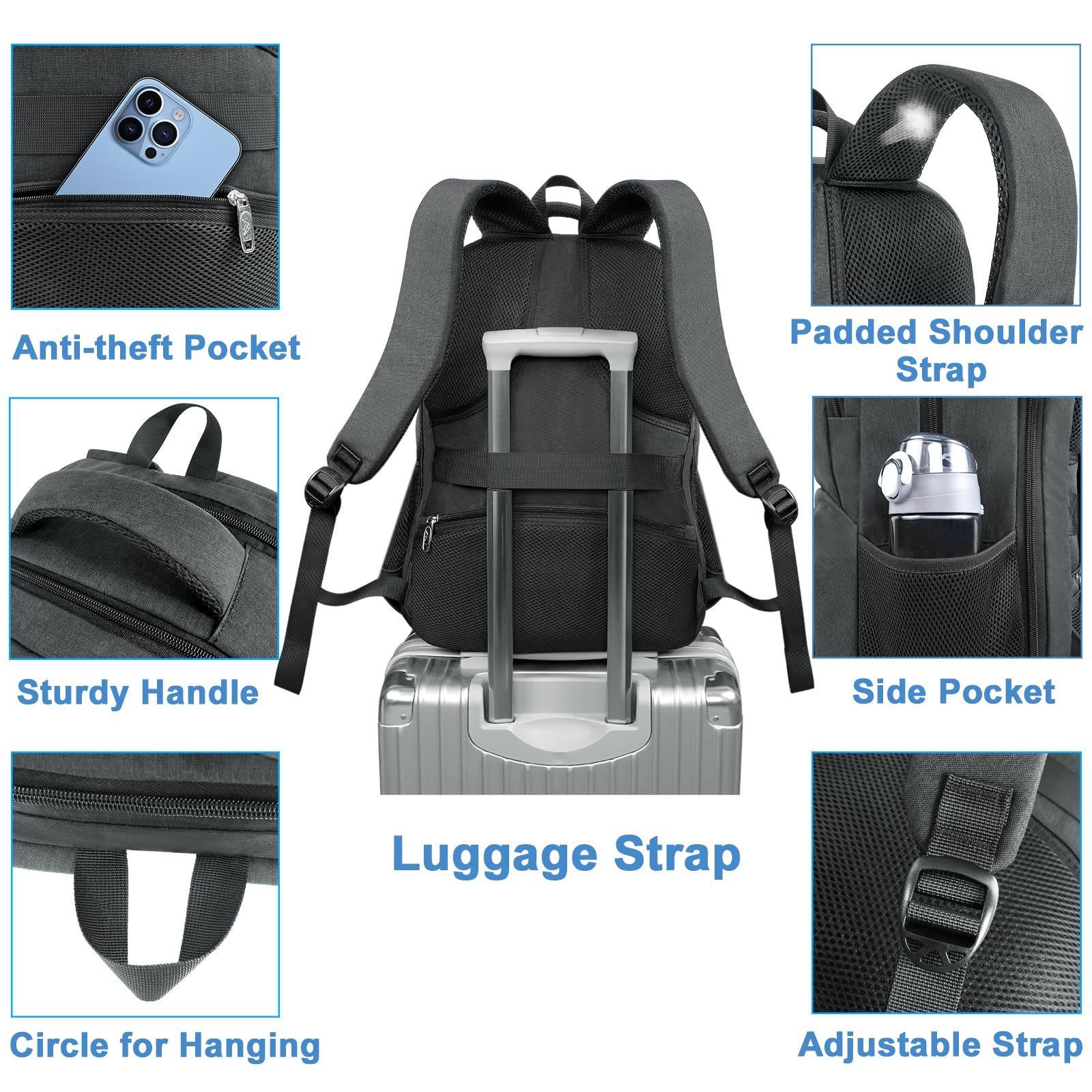 Foto 7 pulgar | Mochila Matein Para Portátil De 17 Pulgadas Con Fiambrera, Puerto Usb, Resistente Al Agua - Venta Internacional.