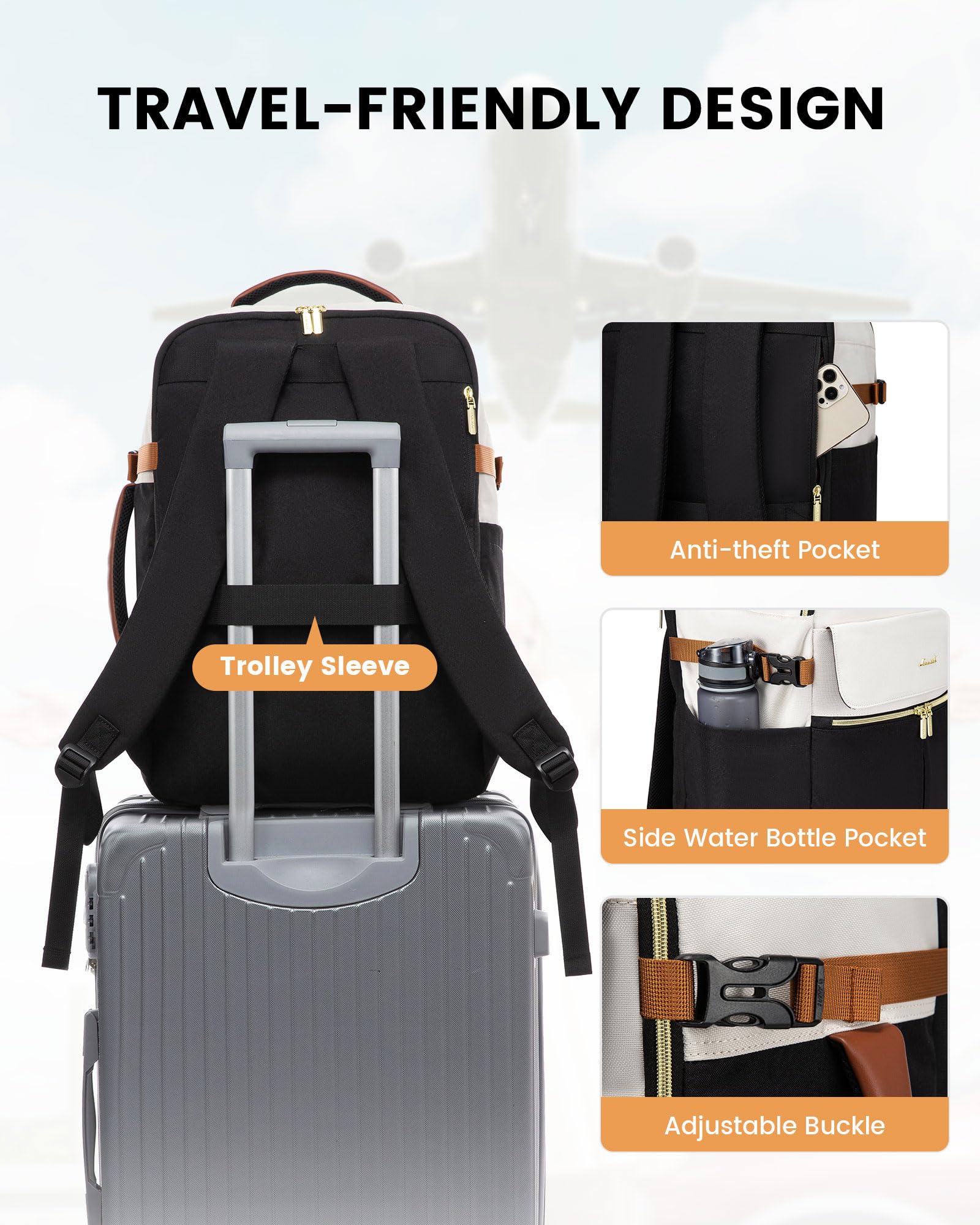 Foto 7 | Mochila De Viaje Lovevook Tsa Carry On De 40 Litros Para Mujer De 17 Pulgadas - Venta Internacional.