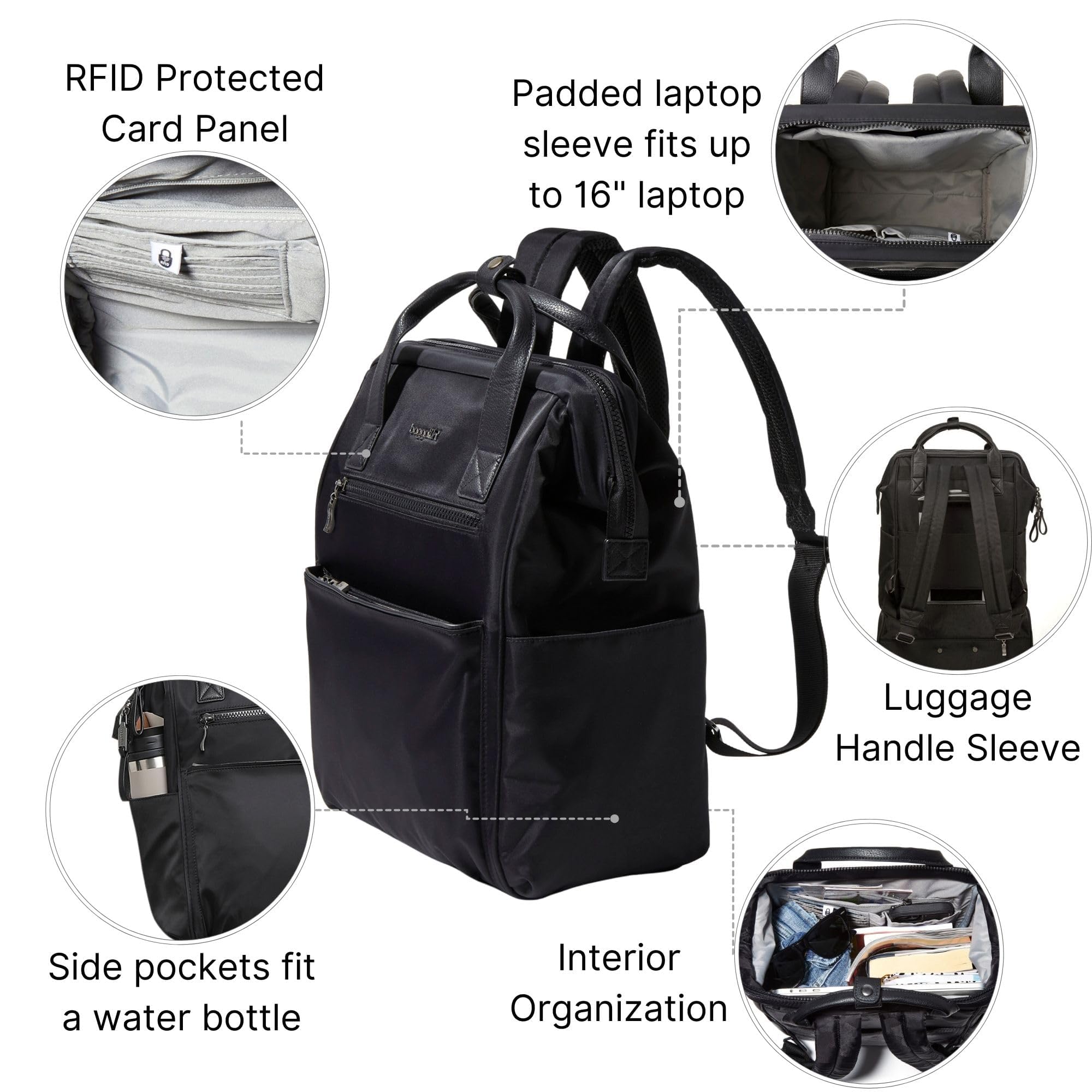 Foto 4 pulgar | Mochila Baggallini Soho Travel Laptop Ligera Negra - Venta Internacional.