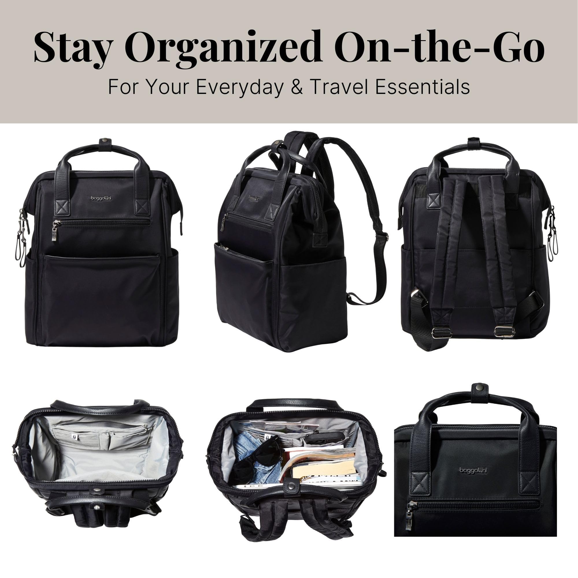 Foto 6 | Mochila Baggallini Soho Travel Laptop Ligera Negra - Venta Internacional.